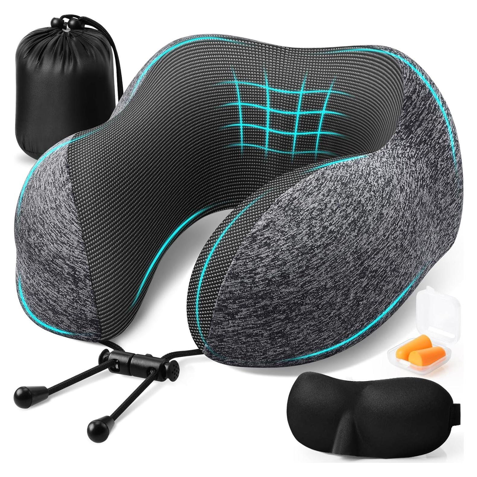 Almohada de Viaje ExploreBliss Espuma Viscoelástica Gris