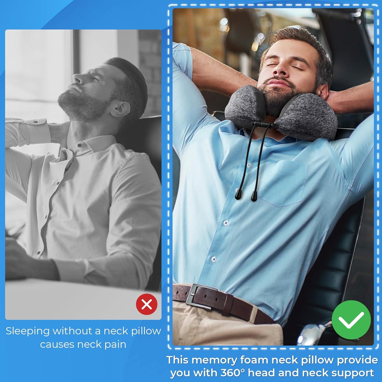 Almohada de Viaje ExploreBliss Espuma Viscoelástica Gris