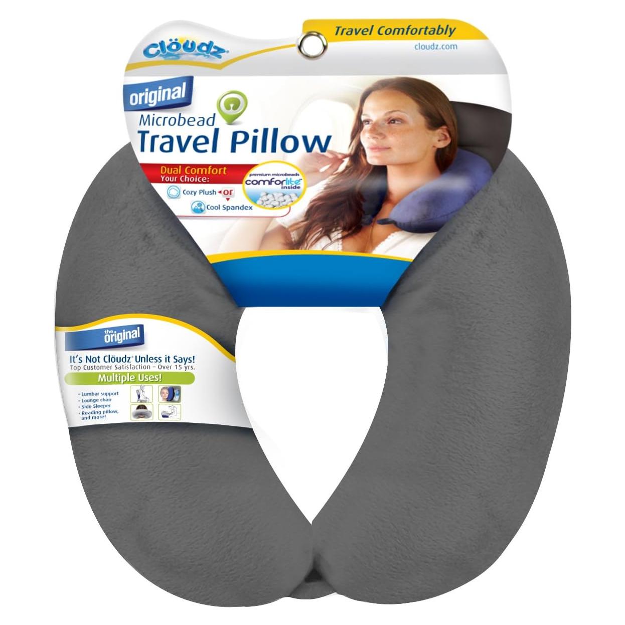 Almohada de Viaje Cloudz Microperlas Doble Confort Gris