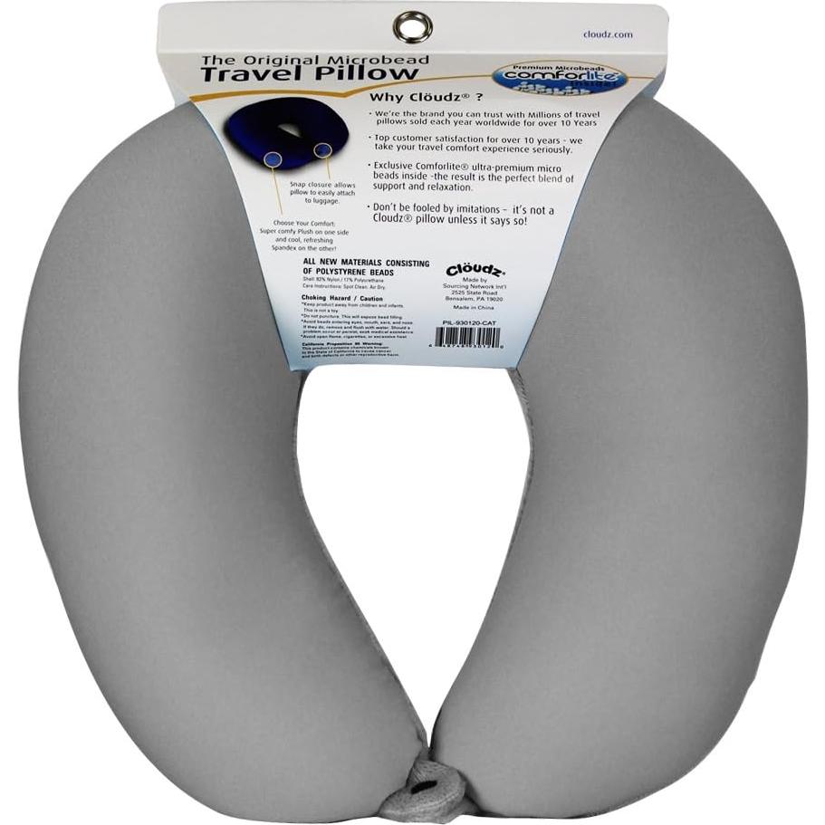 Almohada de Viaje Cloudz Microperlas Doble Confort Gris