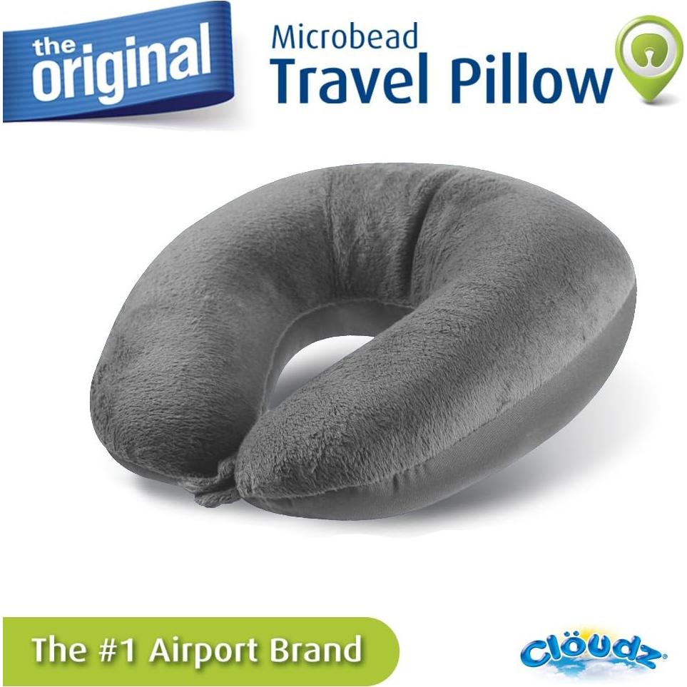 Almohada de Viaje Cloudz Microperlas Doble Confort Gris
