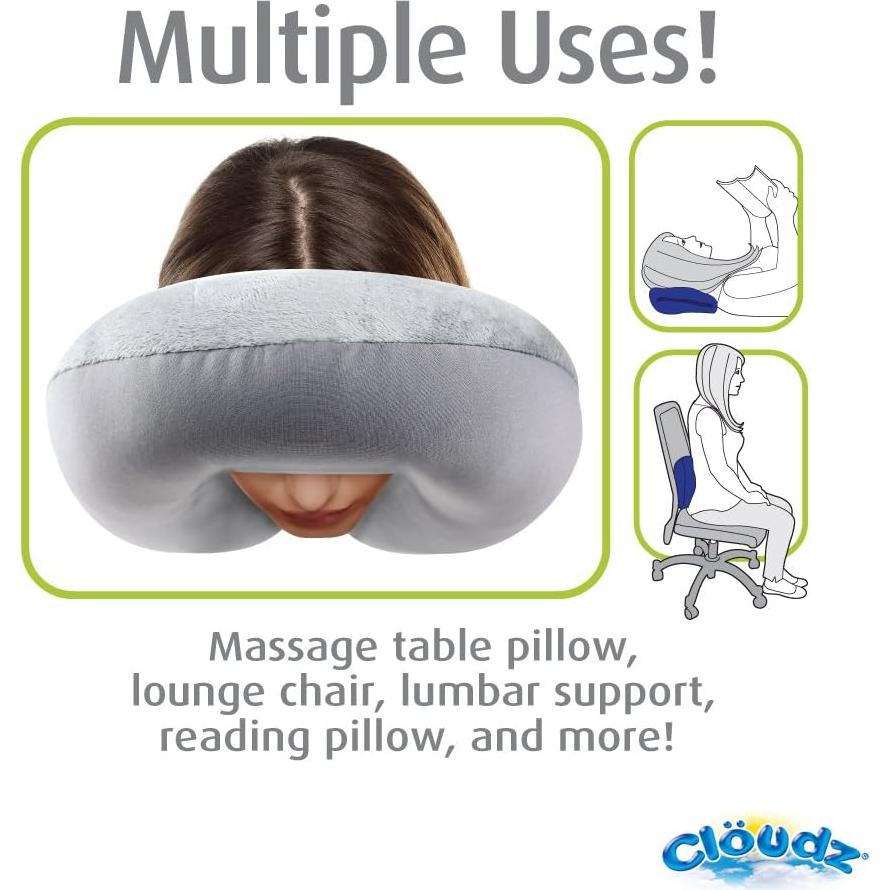 Almohada de Viaje Cloudz Microperlas Doble Confort Gris