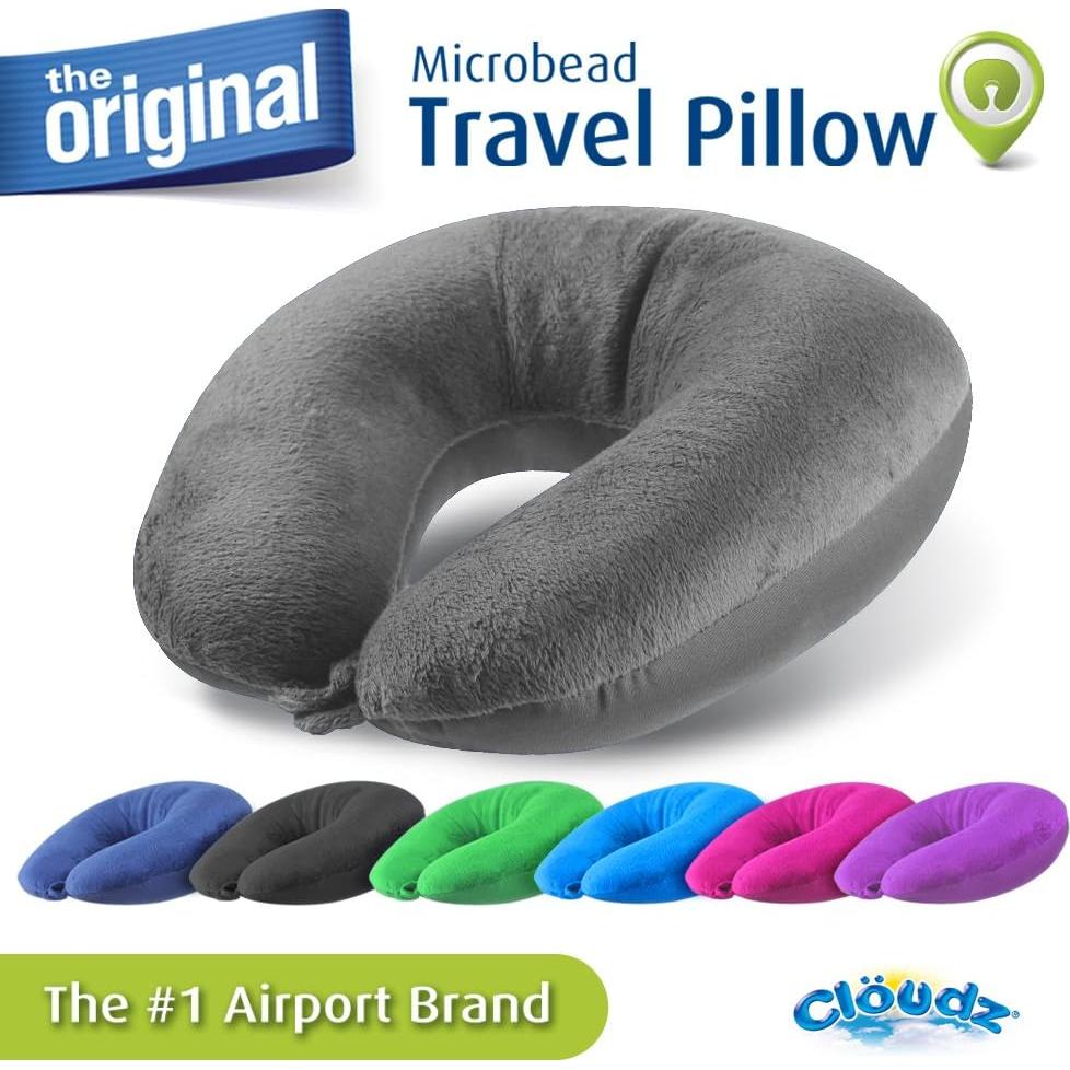 Almohada de Viaje Cloudz Microperlas Doble Confort Gris