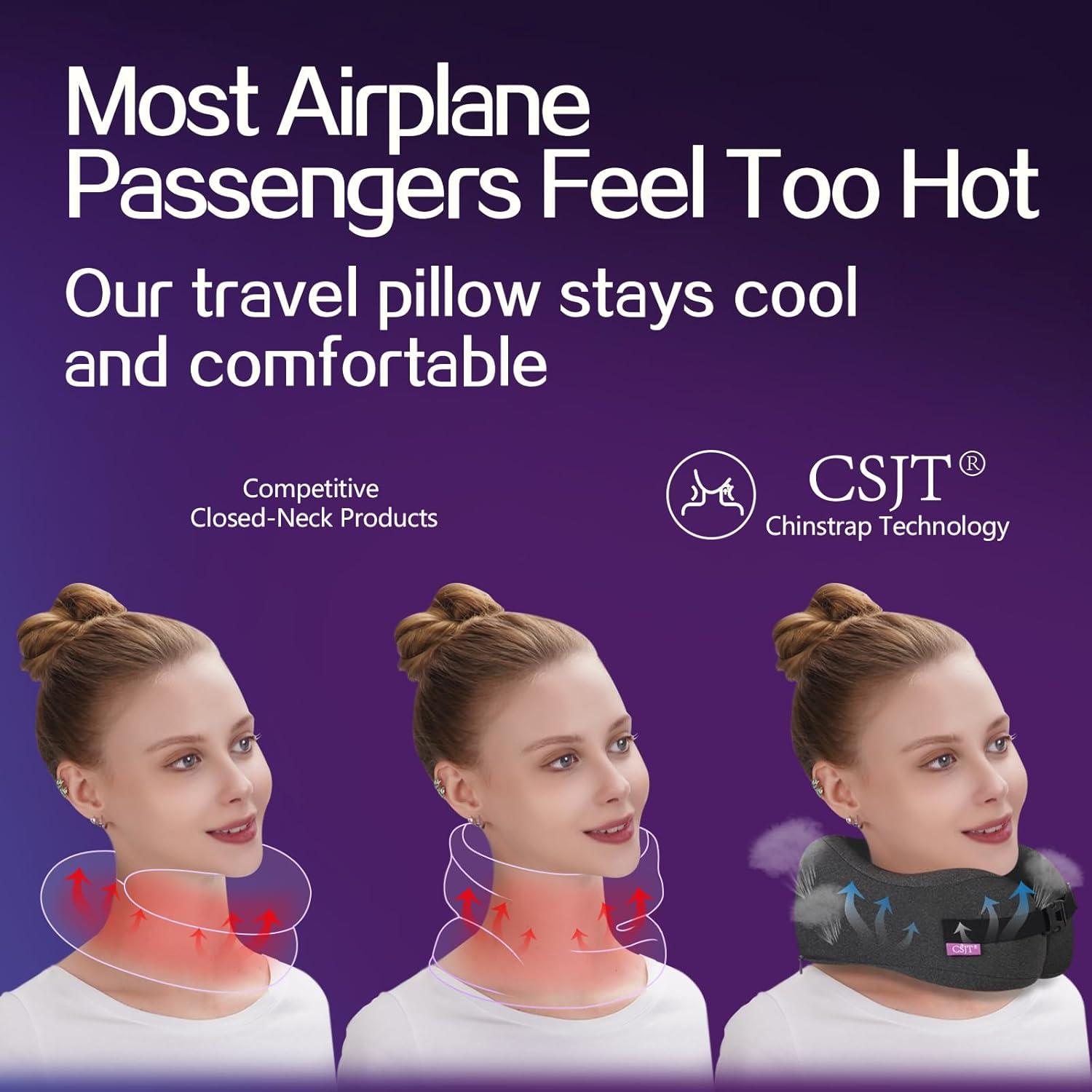 Almohada de Viaje CSJT Espuma de Memoria Ajustable Negra