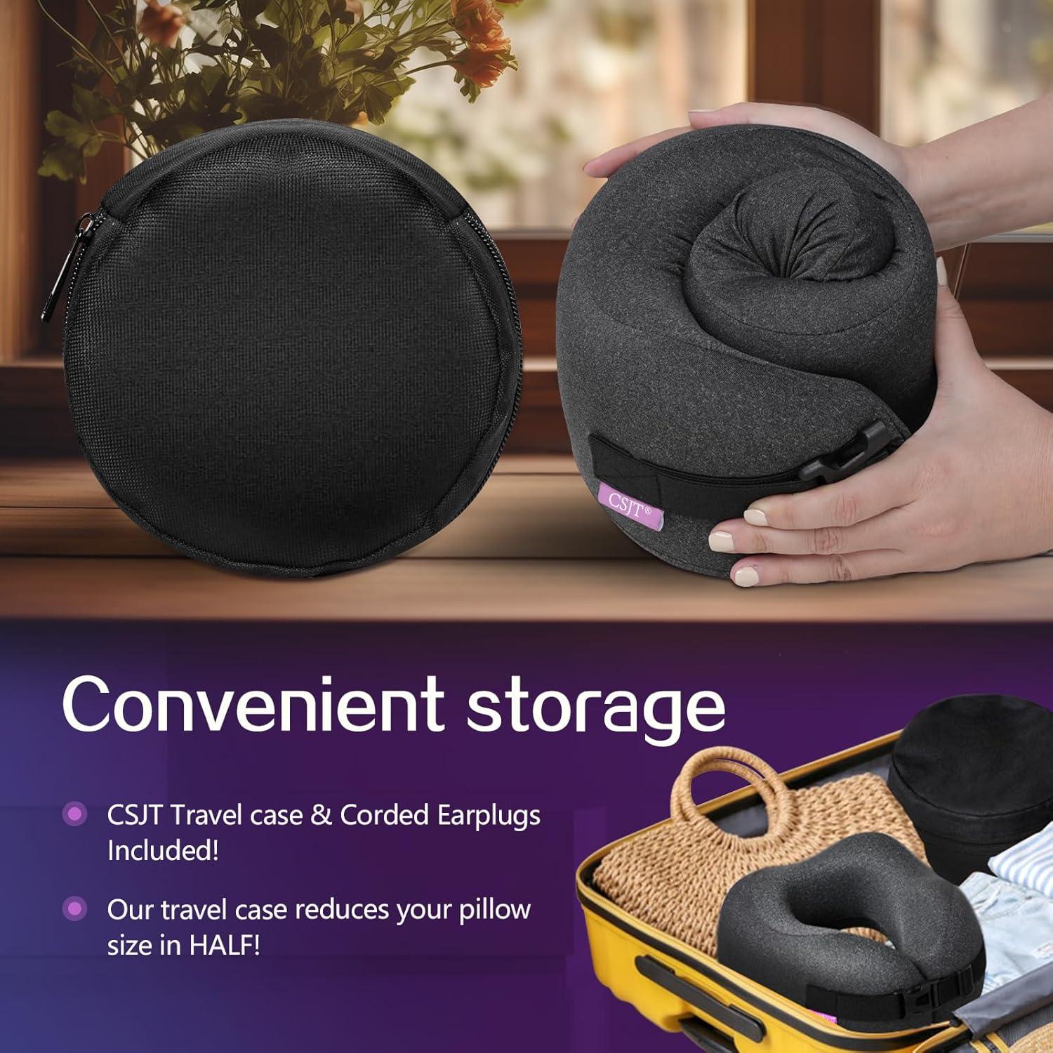 Almohada de Viaje CSJT Espuma de Memoria Ajustable Negra