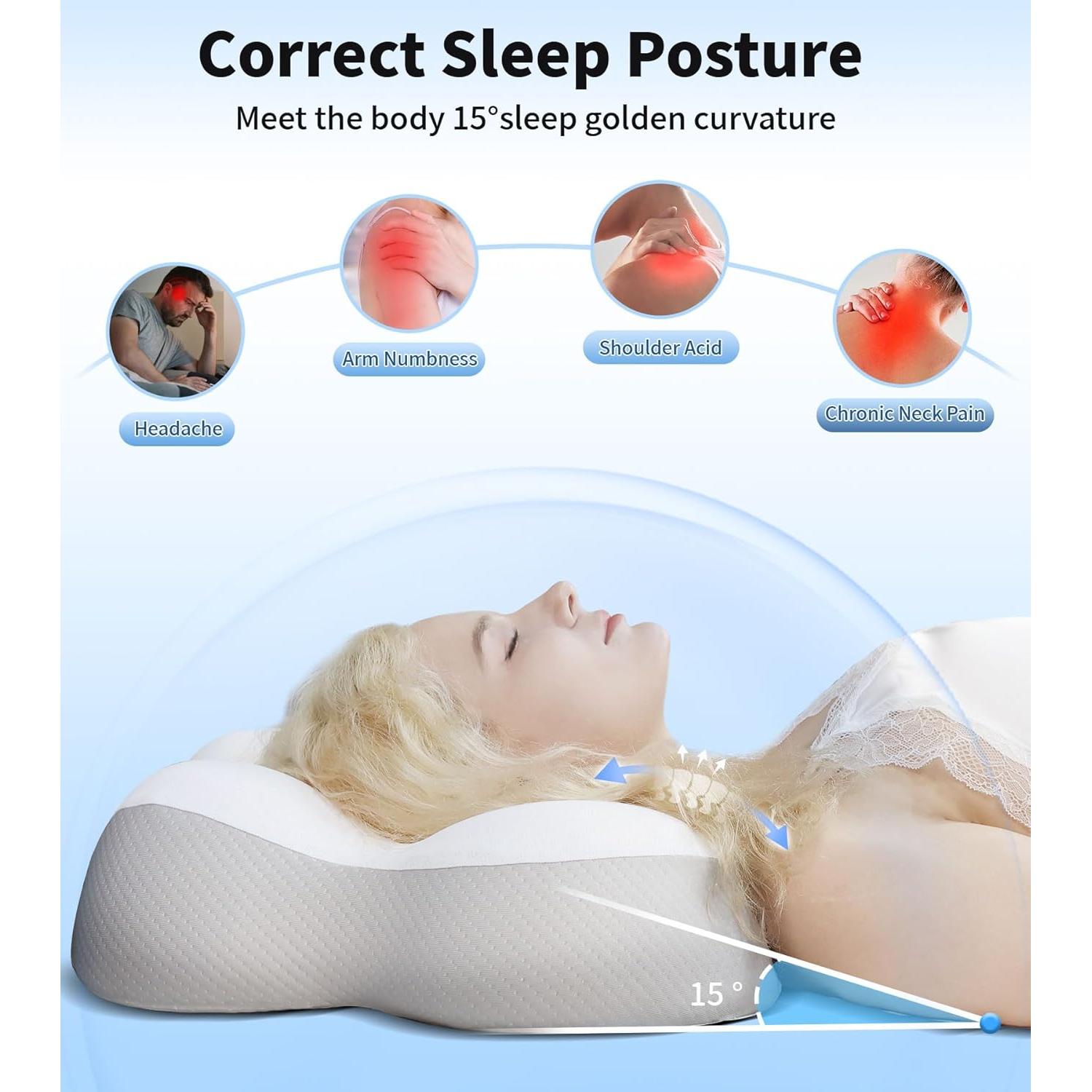 Almohada Cervical Ergonómica Mixiniso con Funda Refrigerante