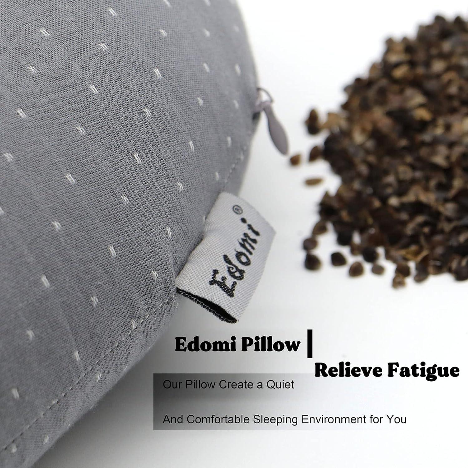 Almohada de Cuello Edomi Trigo Sarraceno Ajustable 30x30 cm Gris