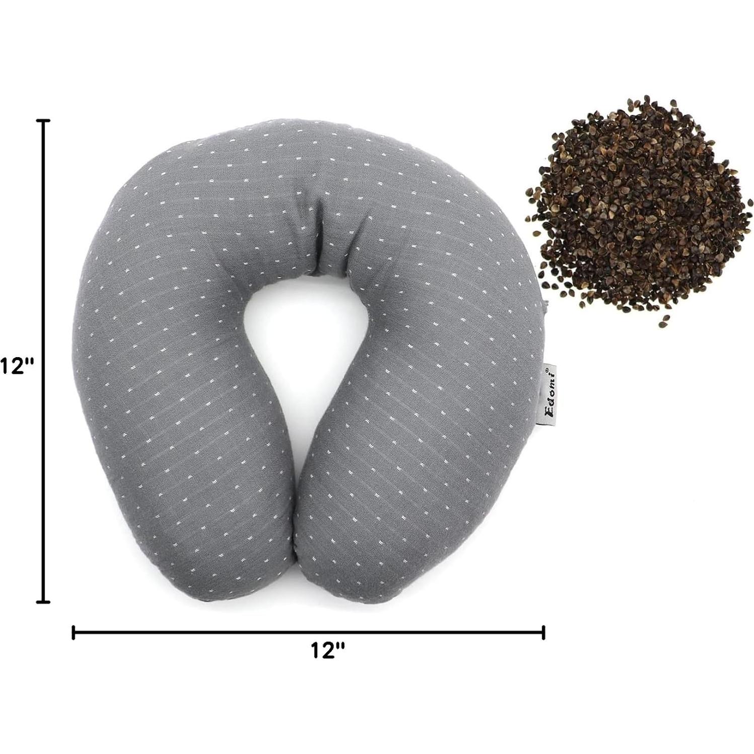 Almohada de Cuello Edomi Trigo Sarraceno Ajustable 30x30 cm Gris