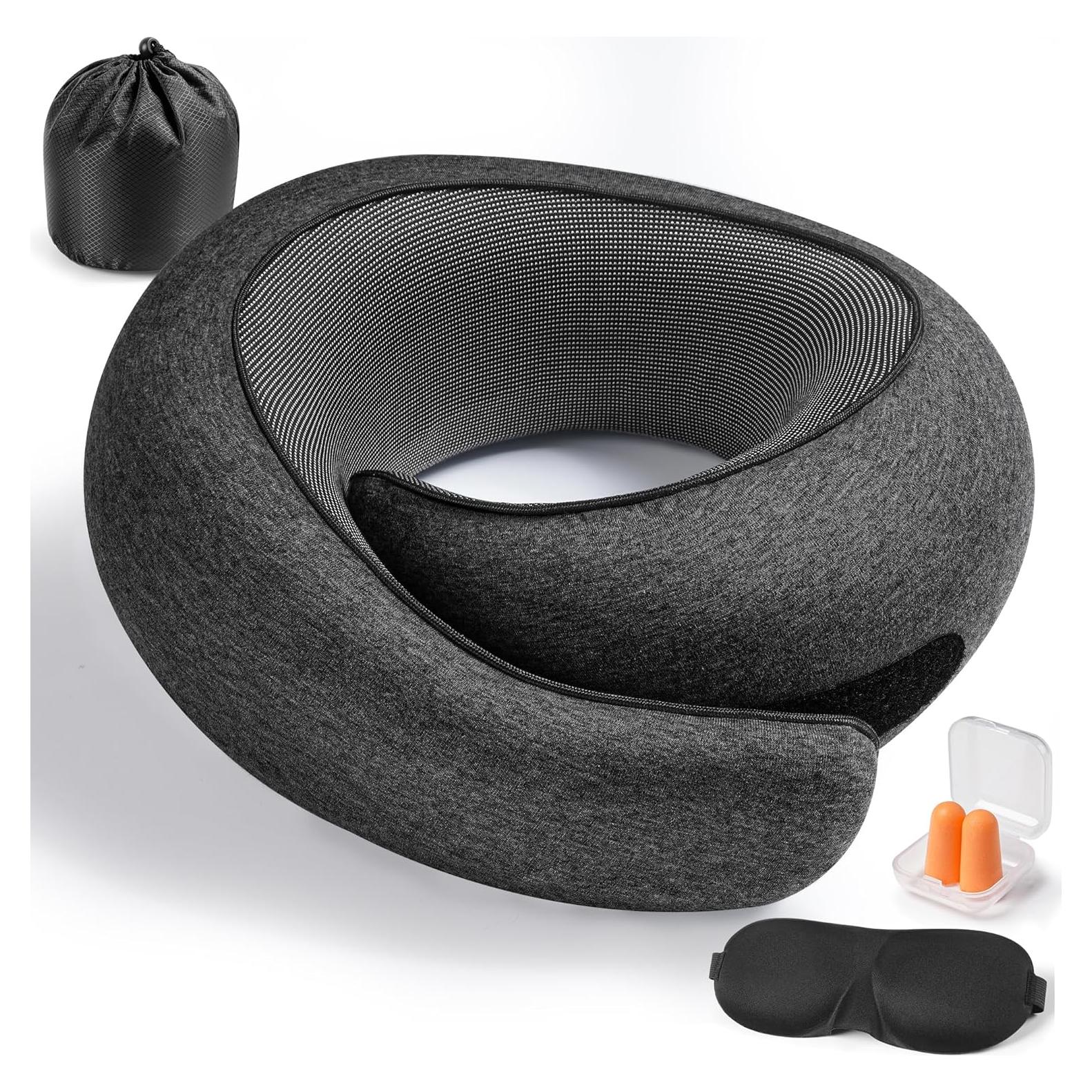 Almohada de Cuello KFXFENQ Espuma Memoria 360° Gris