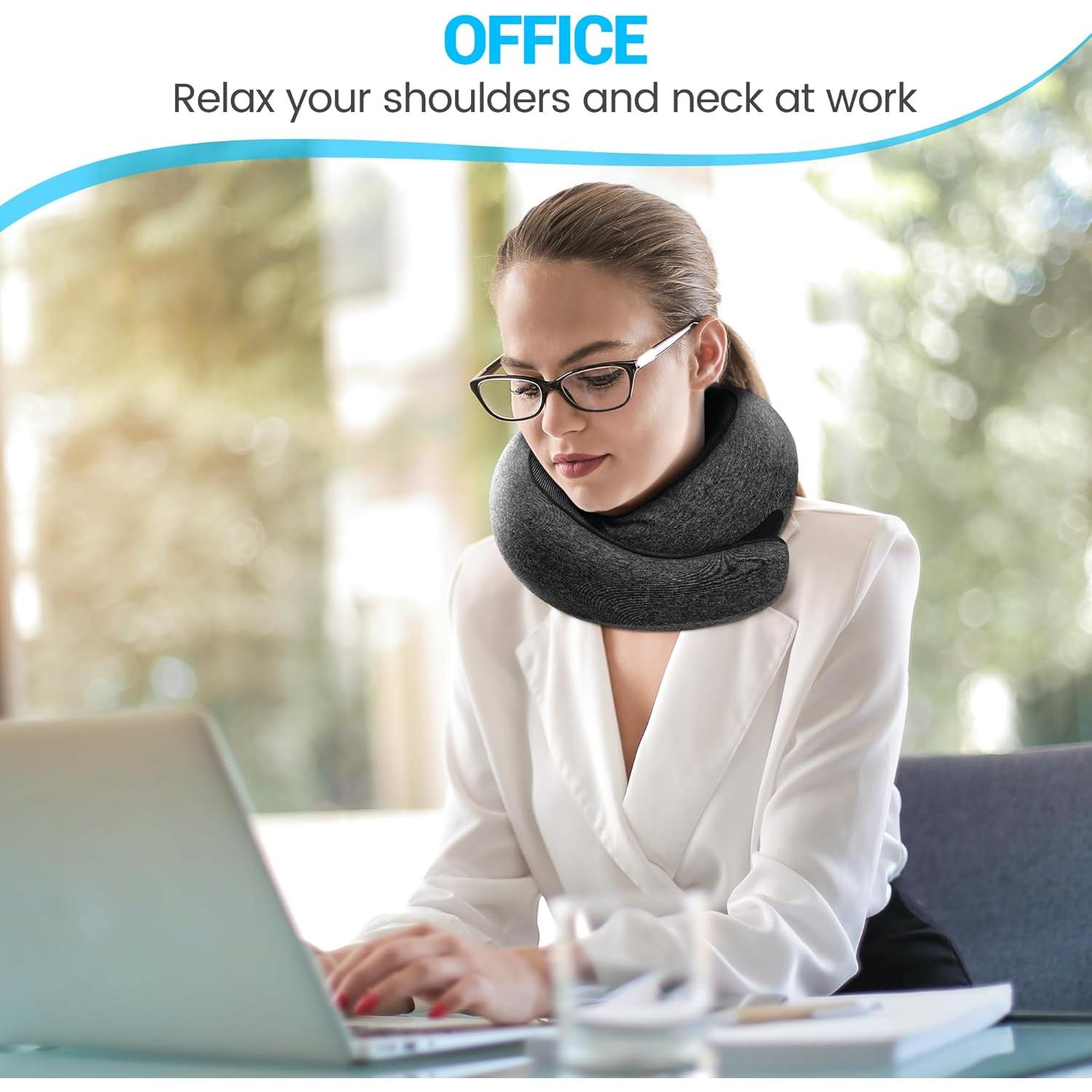 Almohada de Cuello KFXFENQ Espuma Memoria 360° Gris