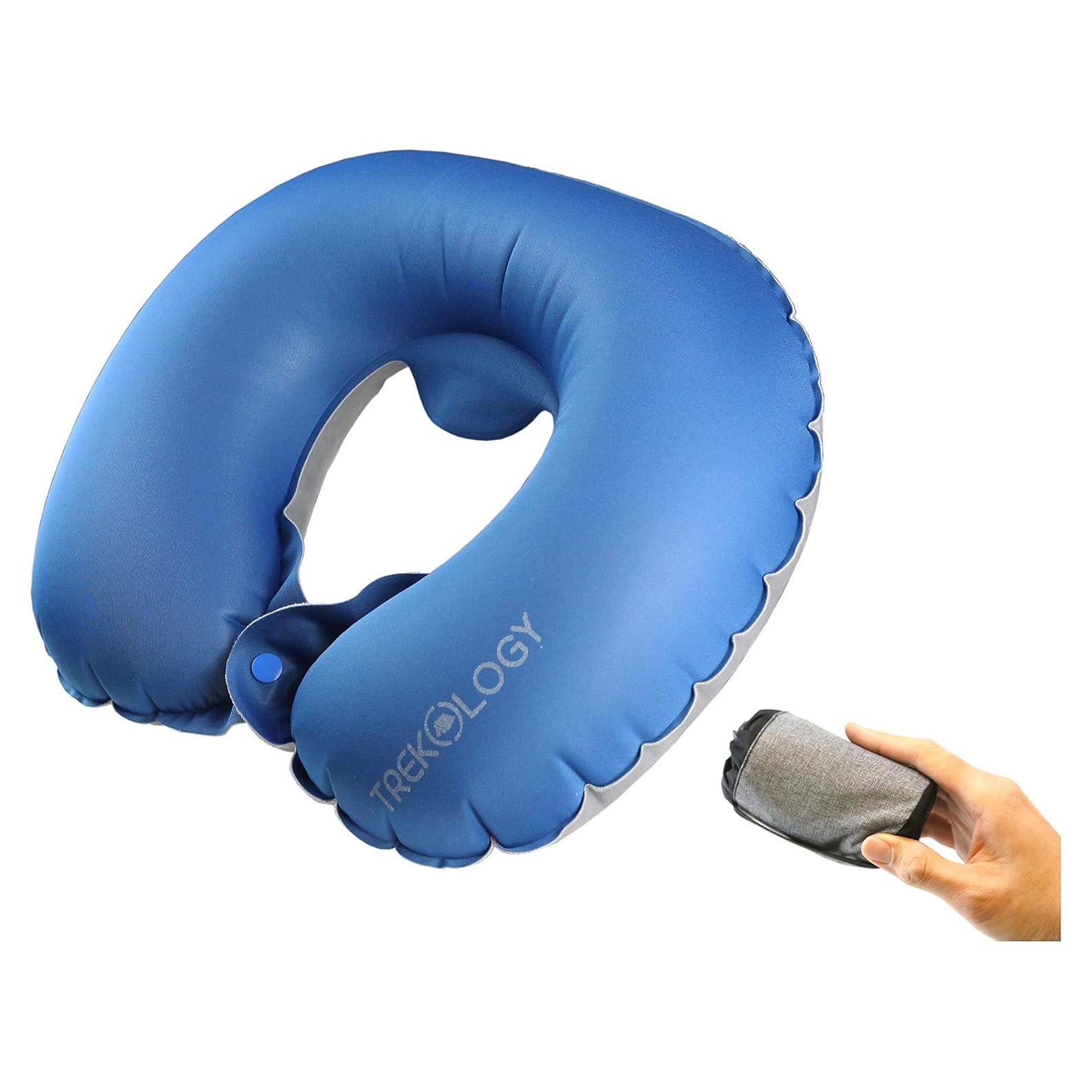 Almohada Inflable para el Cuello Trekology Azul Marino