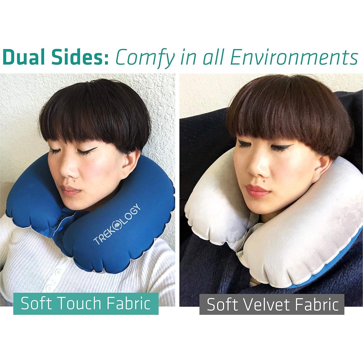 Almohada Inflable para el Cuello Trekology Azul Marino