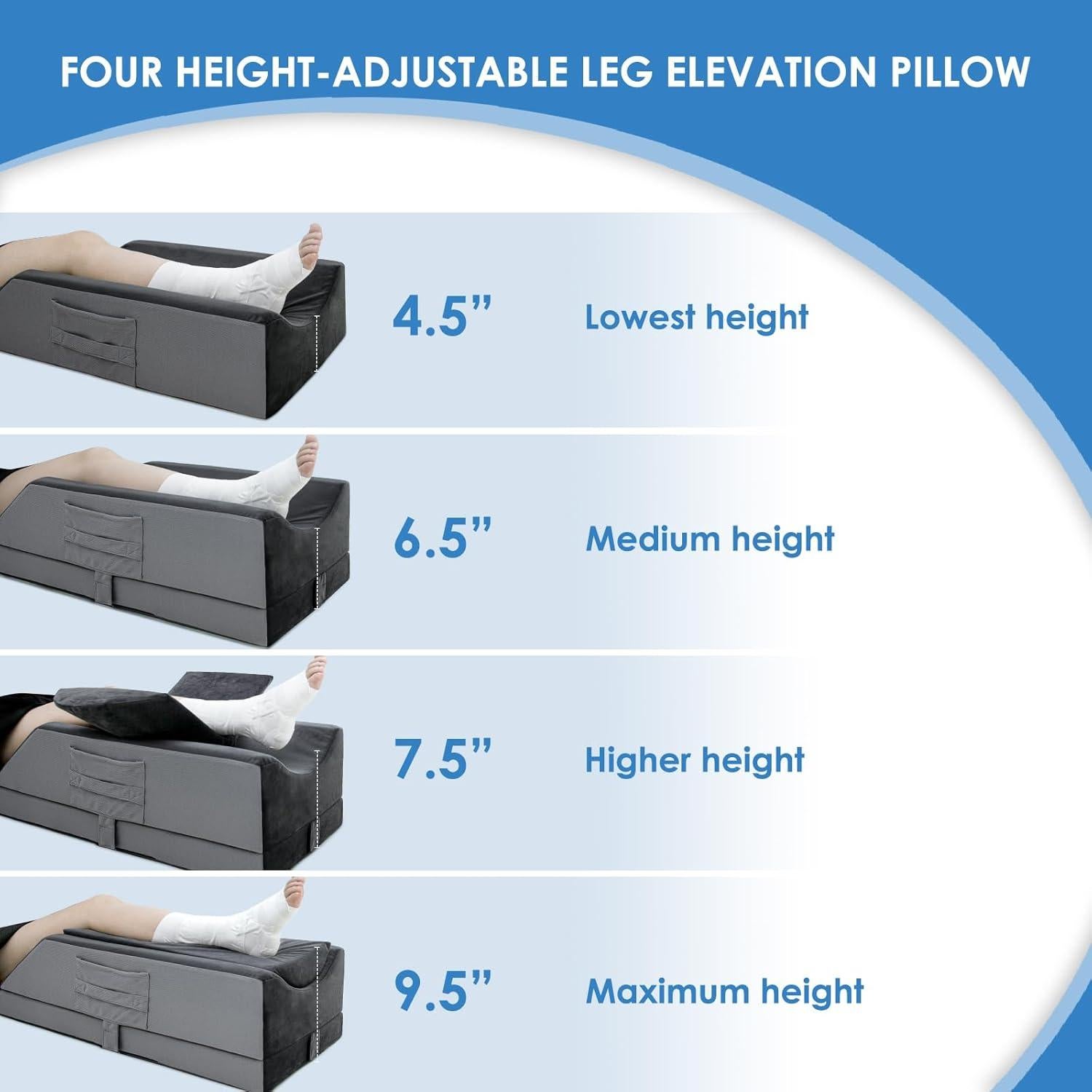 Cojín Elevador de Piernas Ajustable Kehangte 4 Alturas