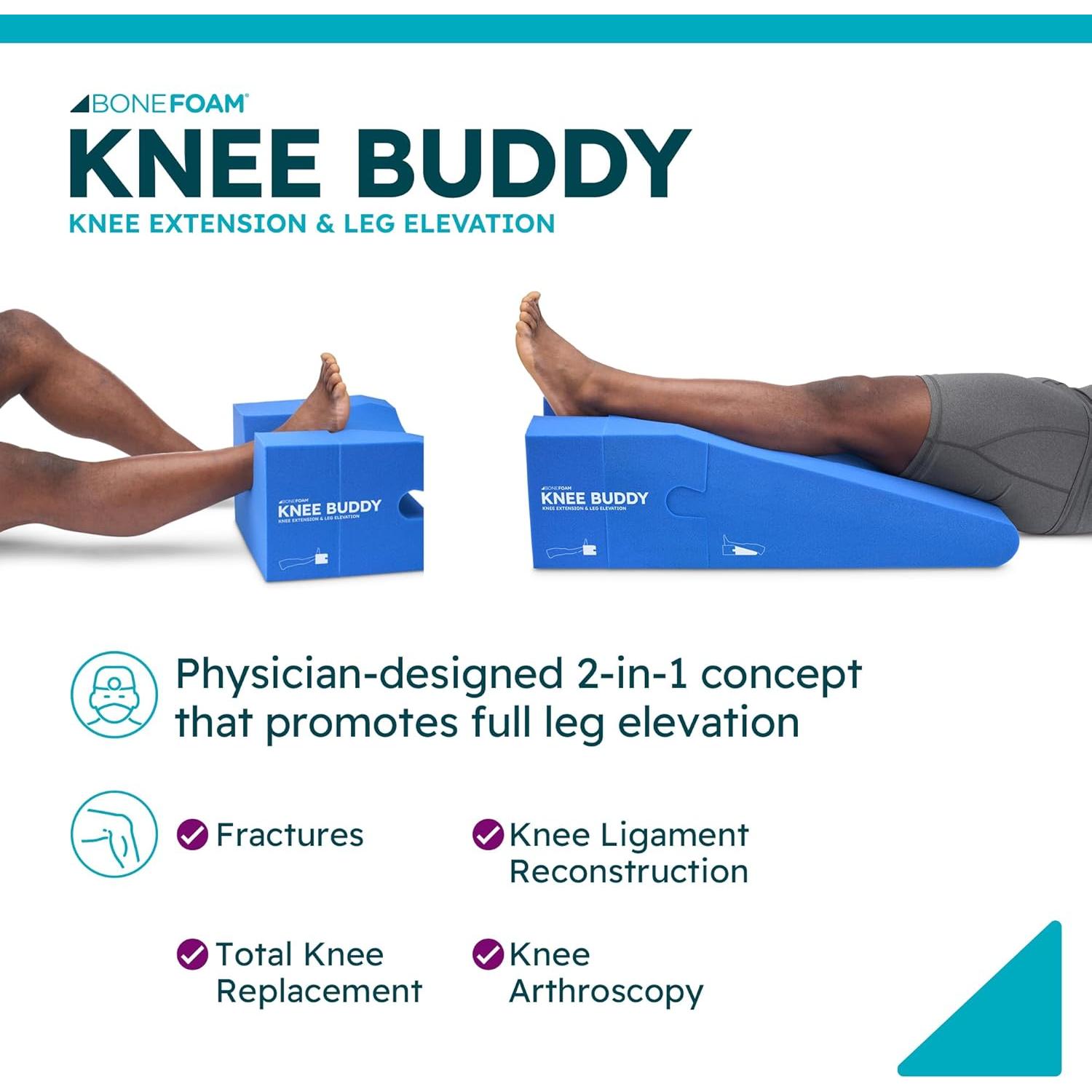Almohada Elevadora Knee Buddy Bone Foam para Recuperación Post Cirugía