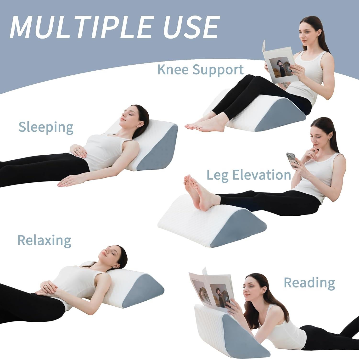 Knee Wedge Pillow Bed Wedge Pillow for Sleeping, Wedge Pillows for After Surgery Leg Pillow for Knee Pain Relief, Back Pain, Sciatica, Hip Support