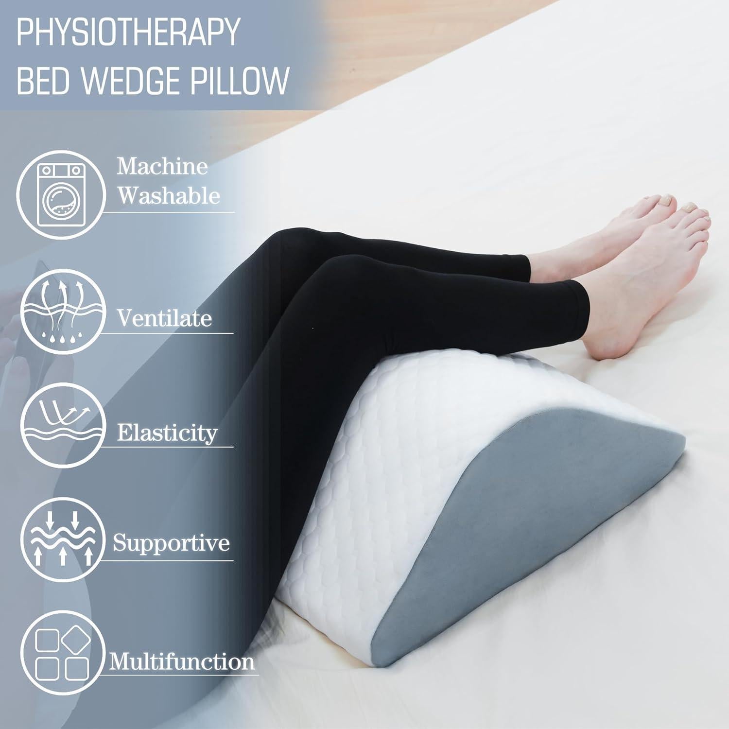 Knee Wedge Pillow Bed Wedge Pillow for Sleeping, Wedge Pillows for After Surgery Leg Pillow for Knee Pain Relief, Back Pain, Sciatica, Hip Support