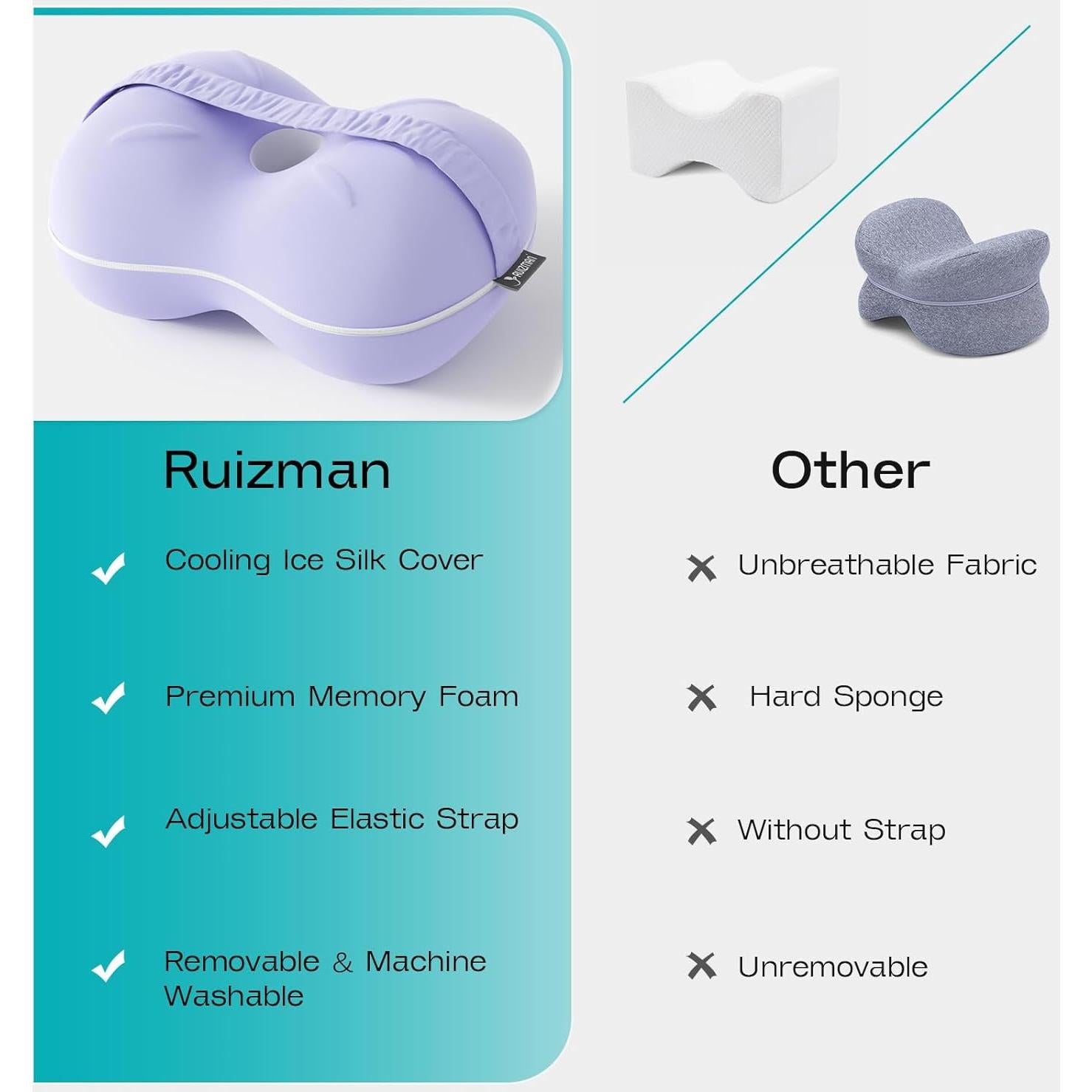 Almohada para Rodillas Ruizman Grande Refrigerante Morada