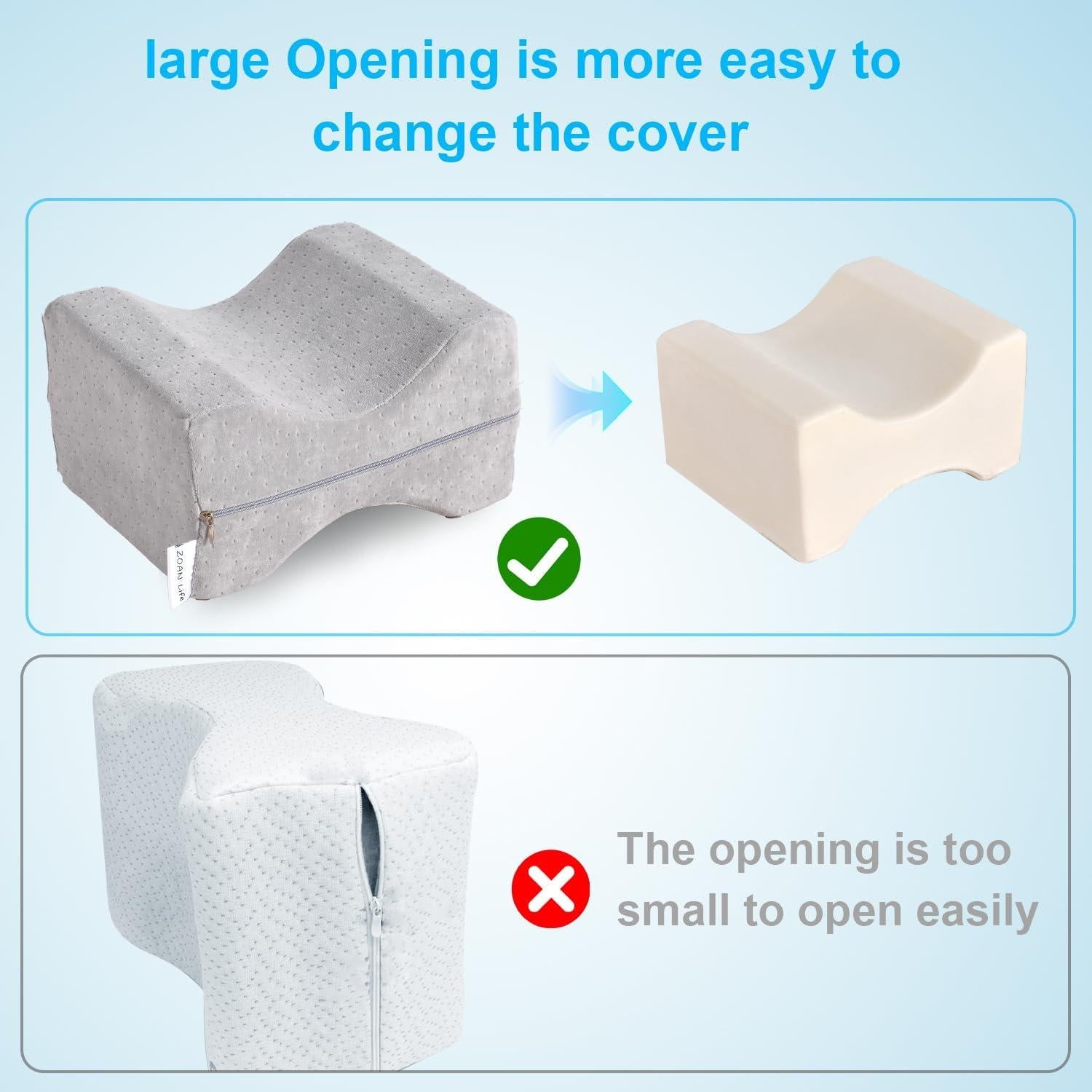 Almohada Viscoelástica ZOAN para Rodillas y Caderas Gris