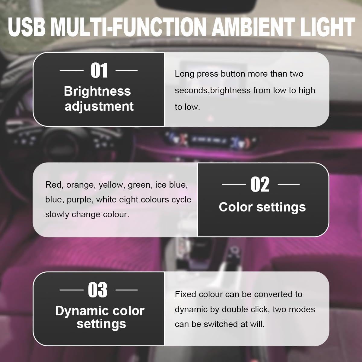 Luz Ambiental LED USB Tipo C Wevdn, Brillo Ajustable RGB