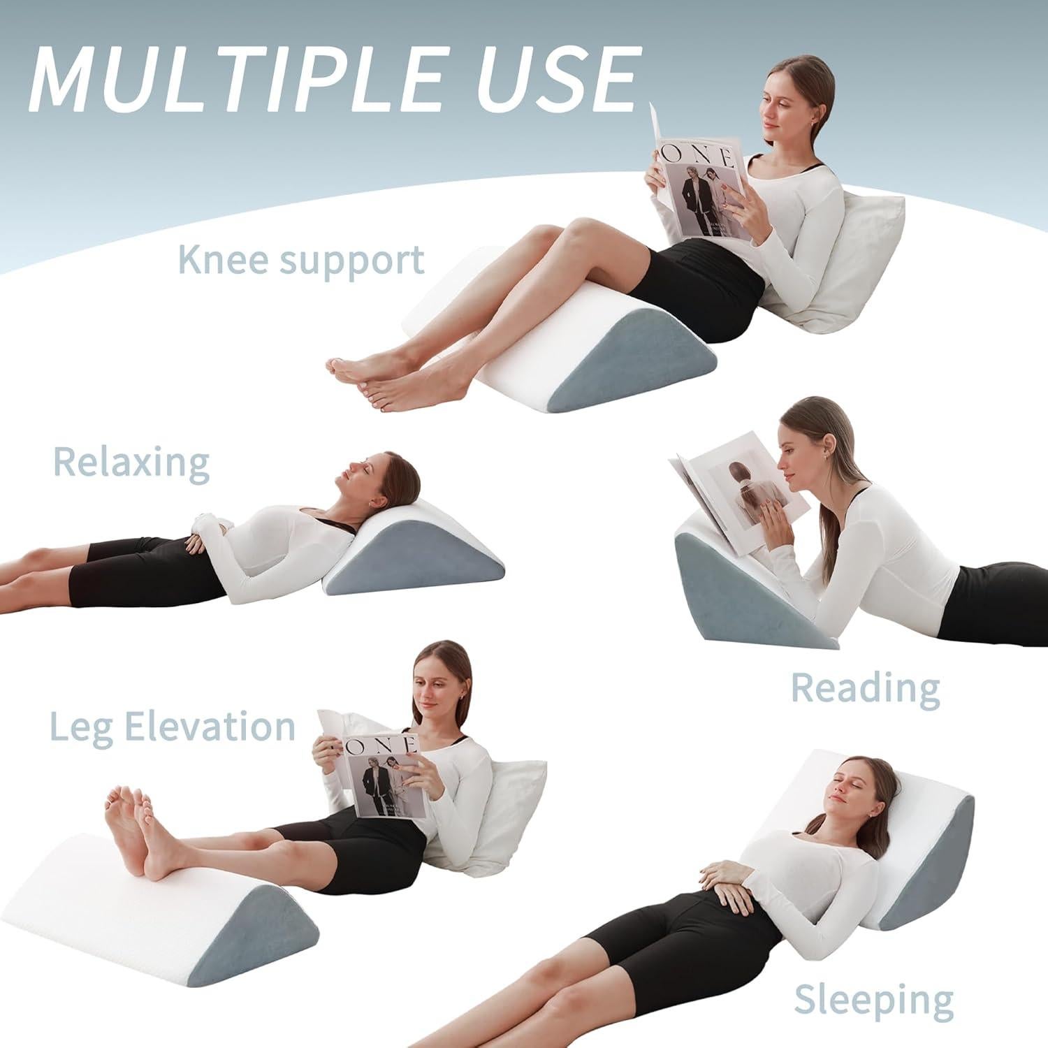 Cojín en cuña Ziiyllean 60x45x20 cm para rodilla y espalda