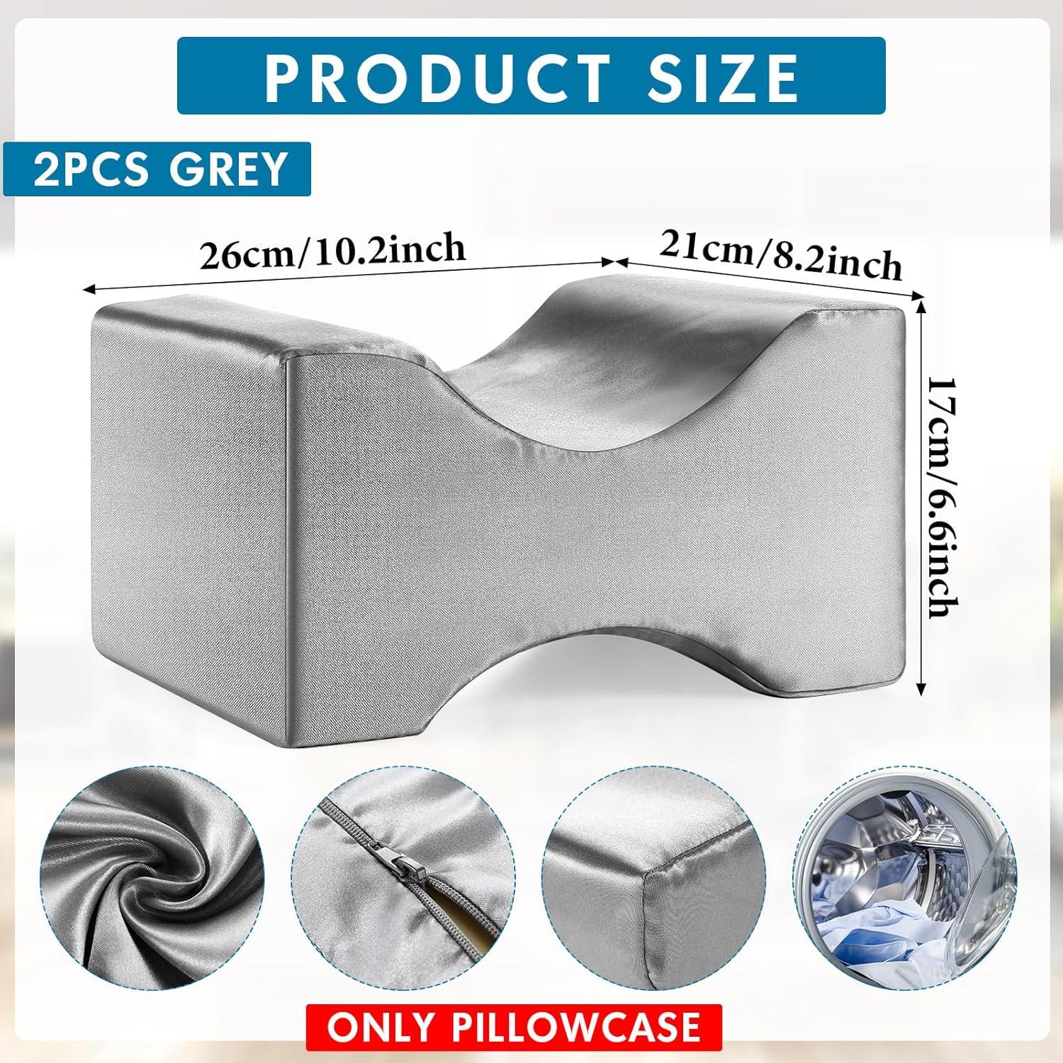 Funda de Almohada para Pierna HunnmingRe 2 Pcs Satén Gris