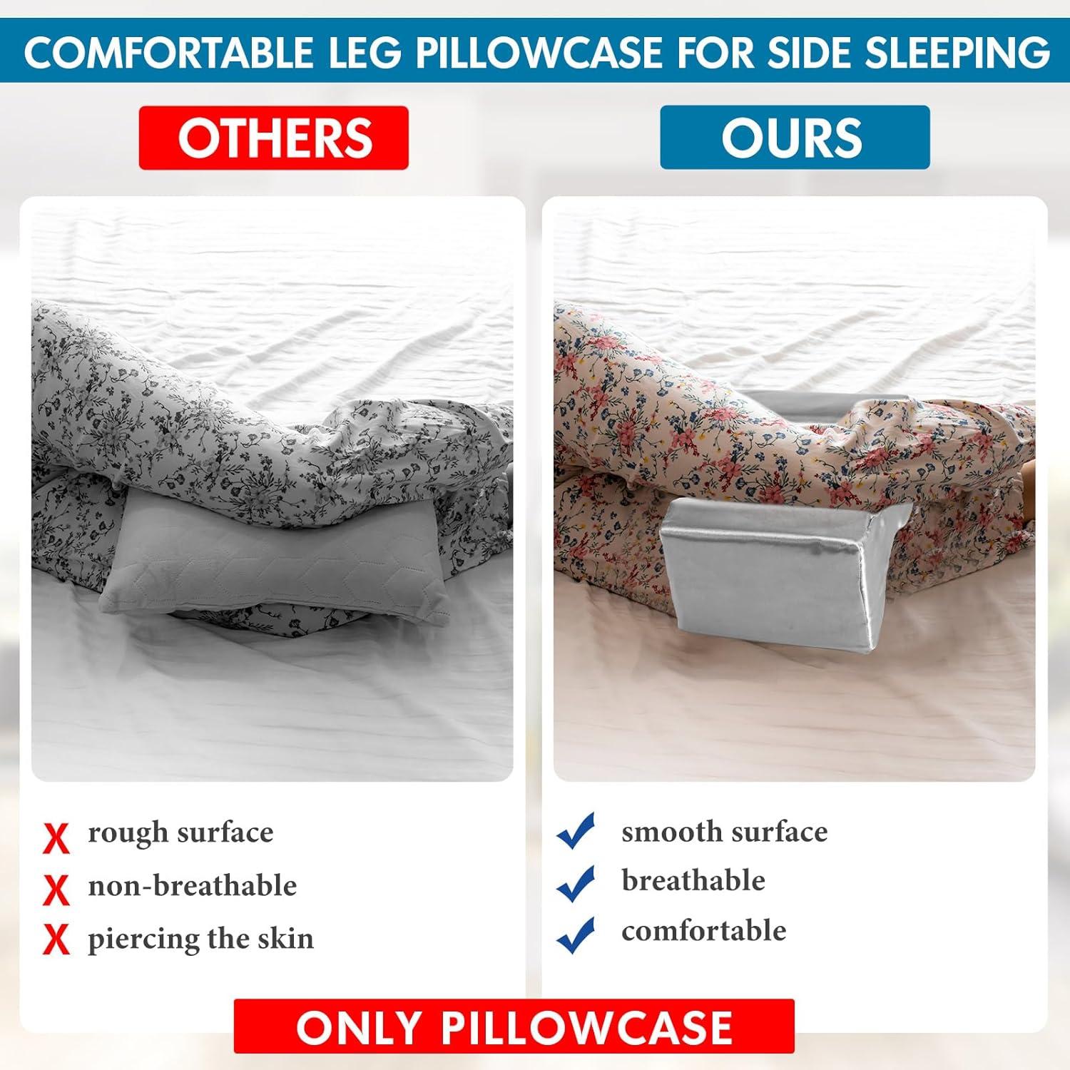 Funda de Almohada para Pierna HunnmingRe 2 Pcs Satén Gris