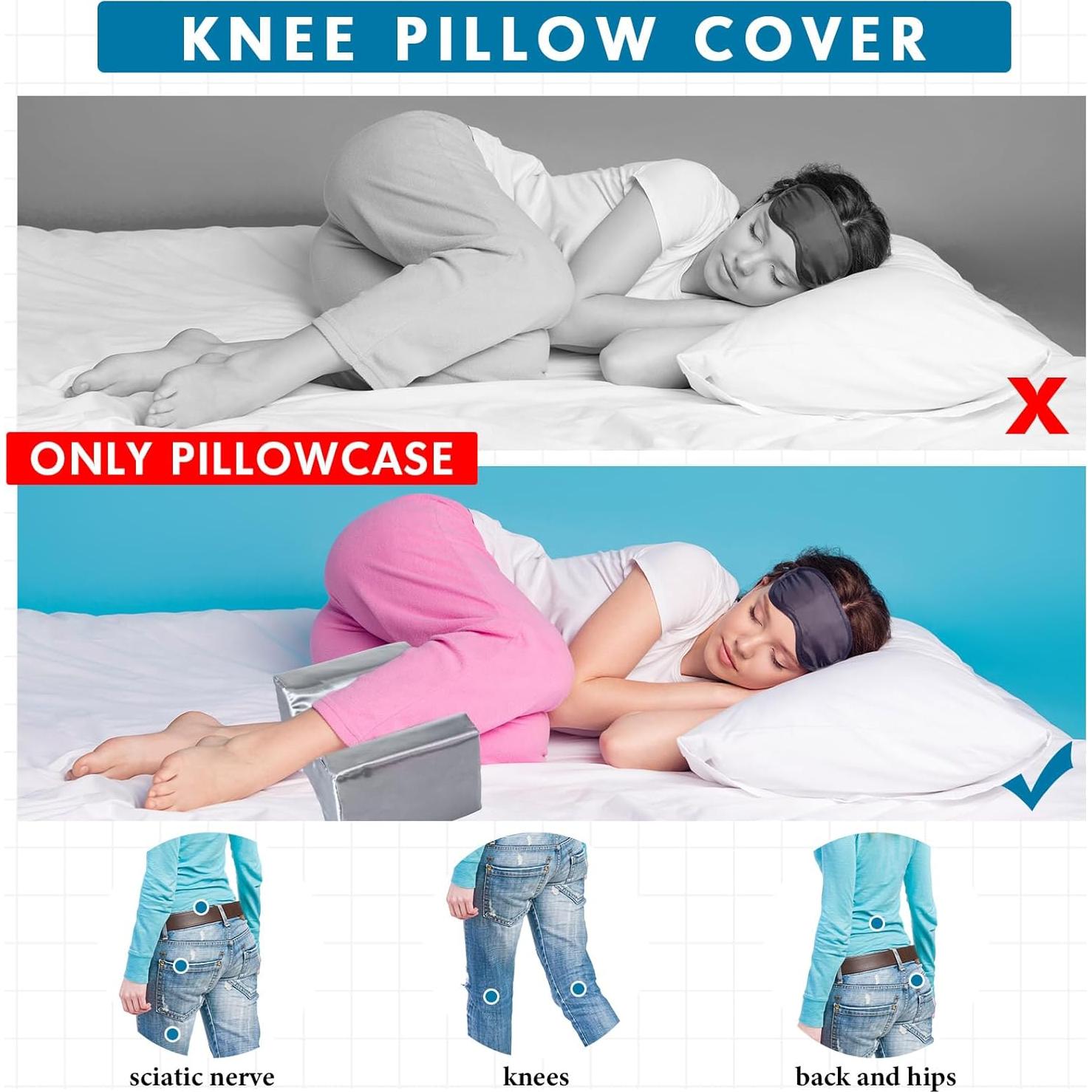 Funda de Almohada para Pierna HunnmingRe 2 Pcs Satén Gris