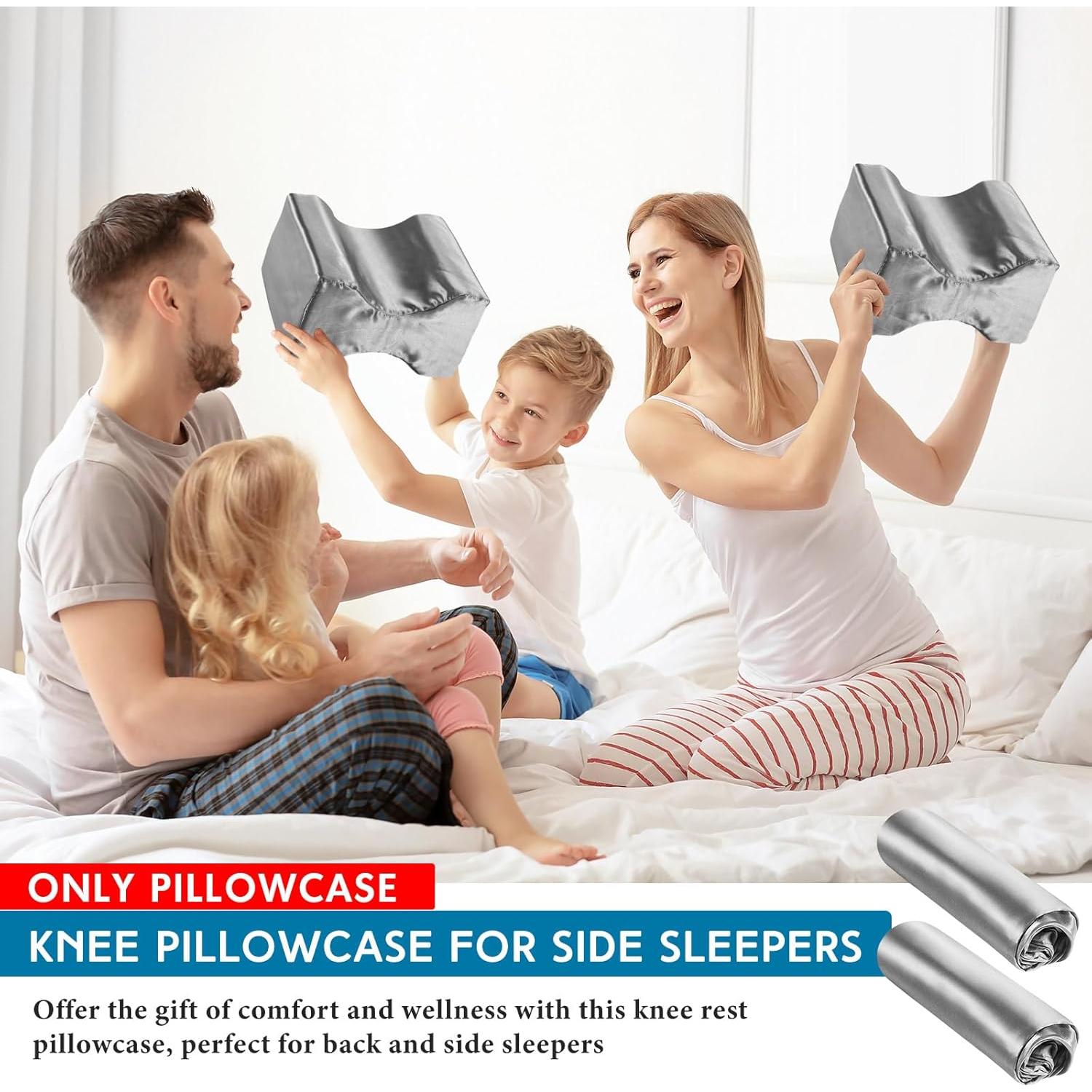 Funda de Almohada para Pierna HunnmingRe 2 Pcs Satén Gris