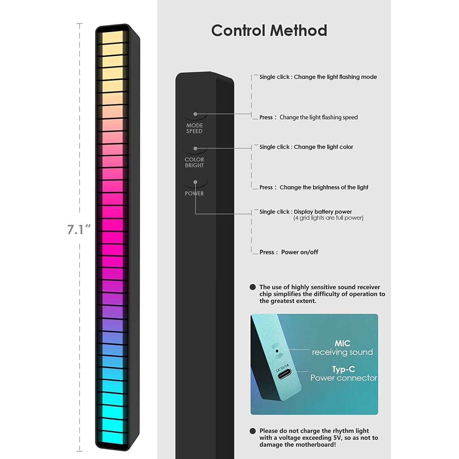 Luz de Ritmo Musical RGB Soulpunk 4 Pack Control APP
