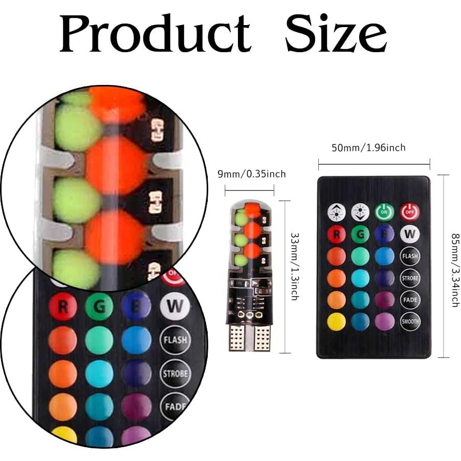 Bombilla LED T10 RGB OtpOutopa 2PCS 16 colores control remoto