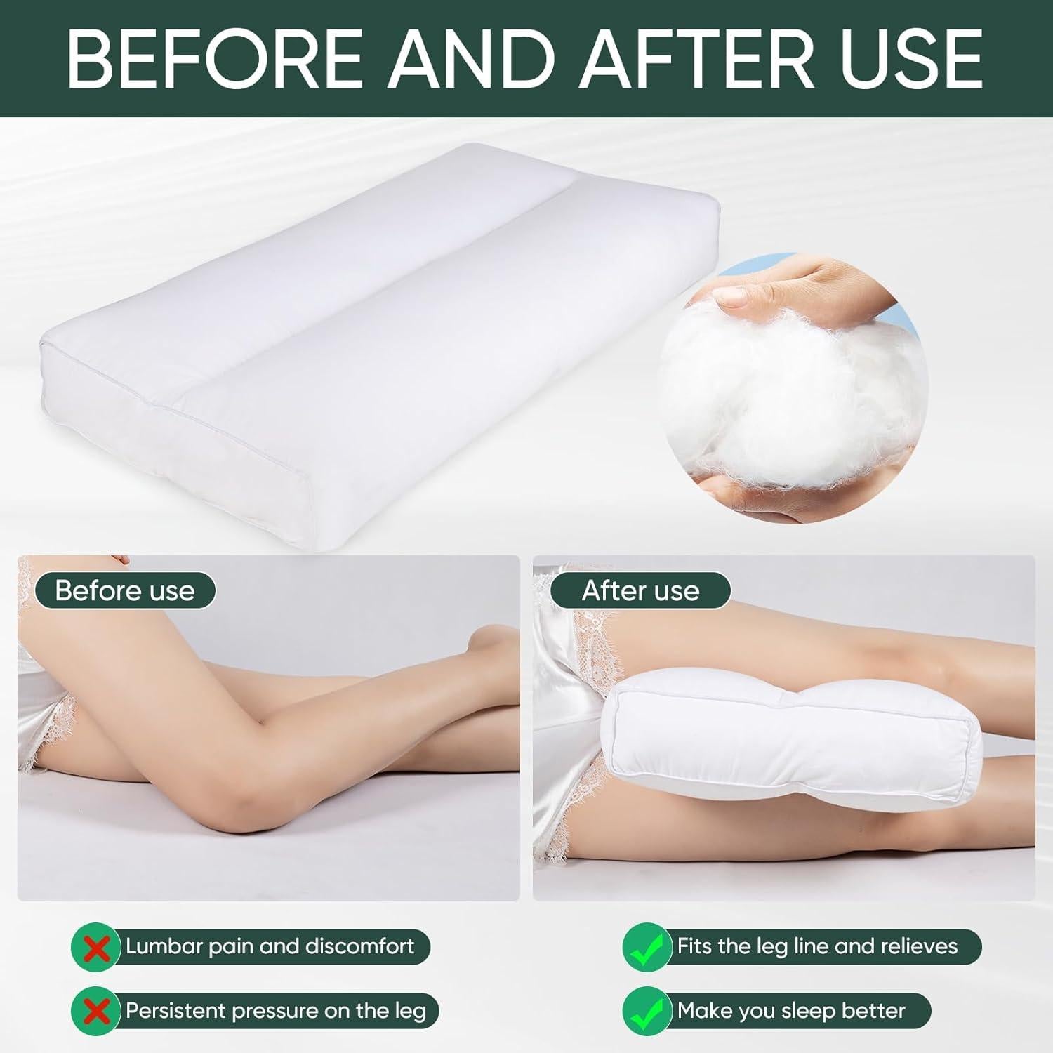 Cojín para Rodillas FOUXTEL 12.7 cm 100% Algodón para Dormir