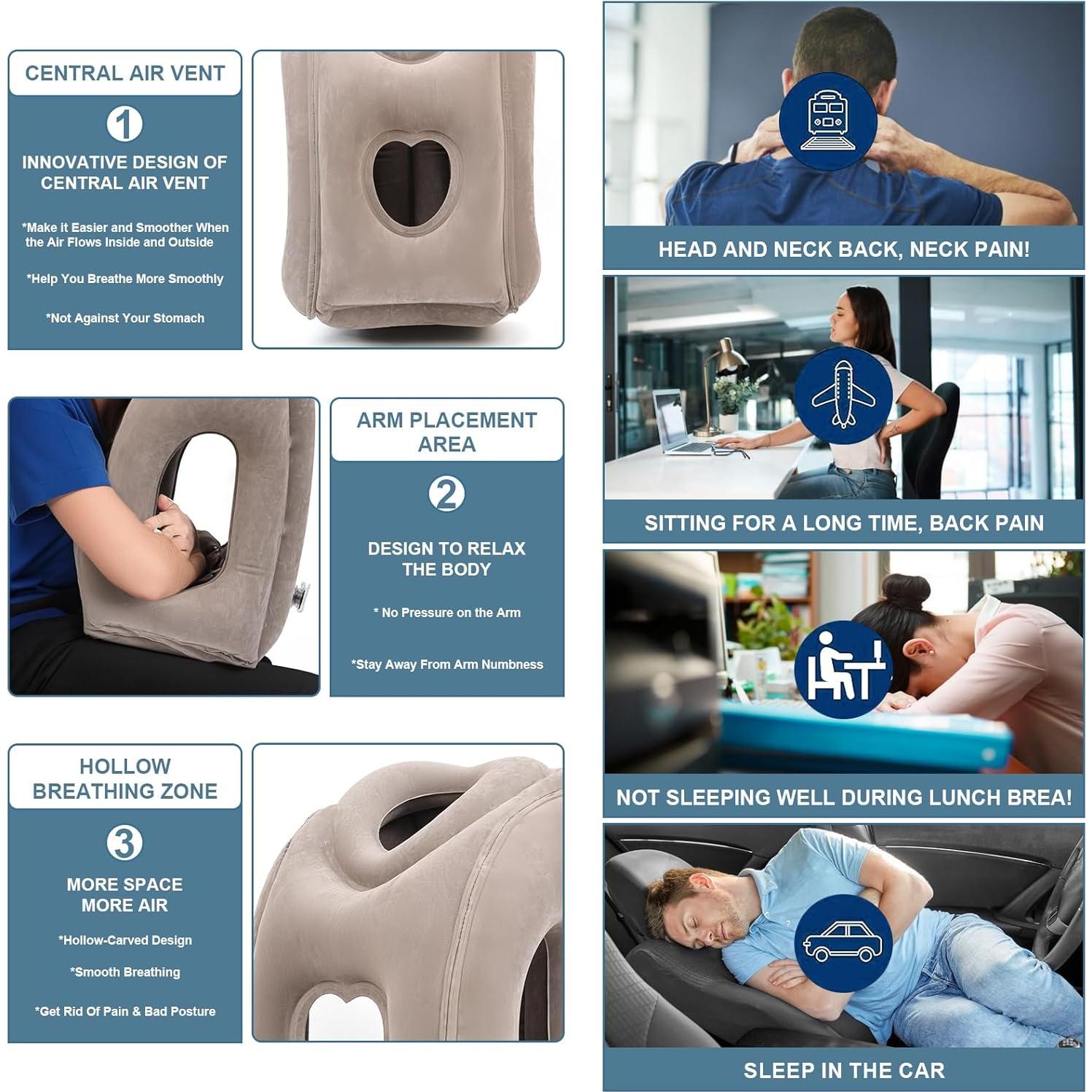 Almohada de Viaje Inflable Kimiandy 53 cm Gris Oscuro