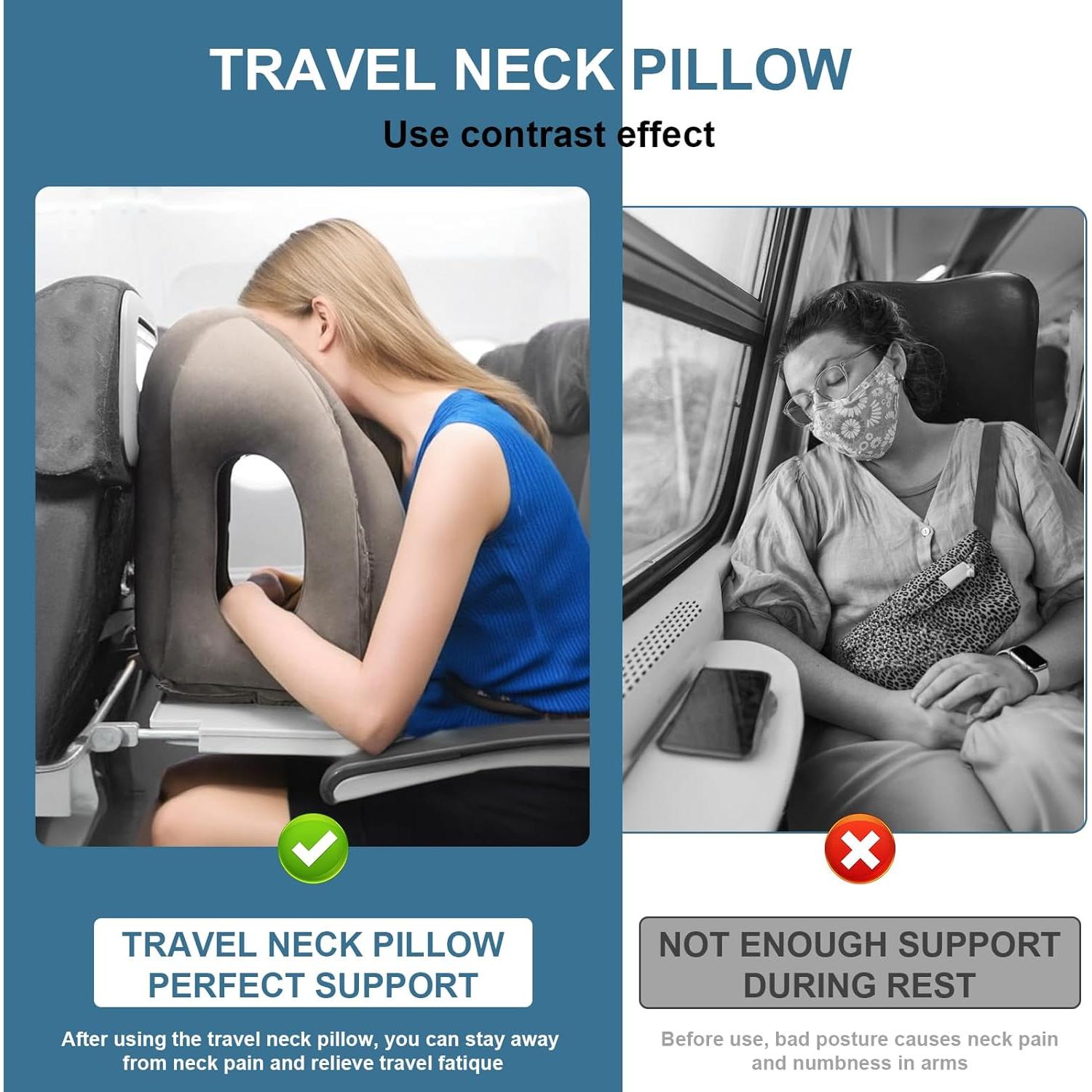 Almohada de Viaje Inflable Kimiandy 53 cm Gris Oscuro