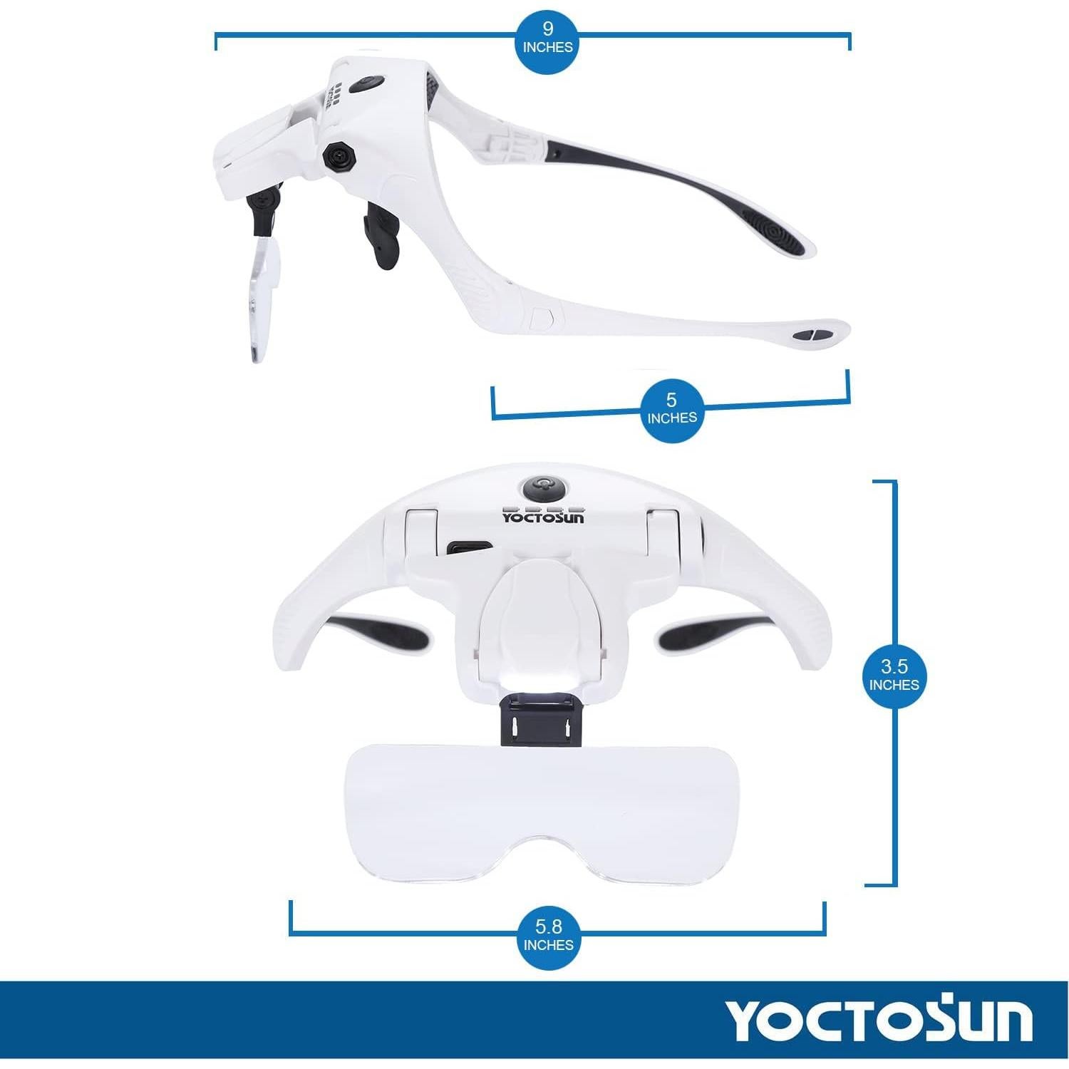 Lupa de Cabeza YOCTOSUN con 4 Luces LED y 5 Lentes Intercambiables