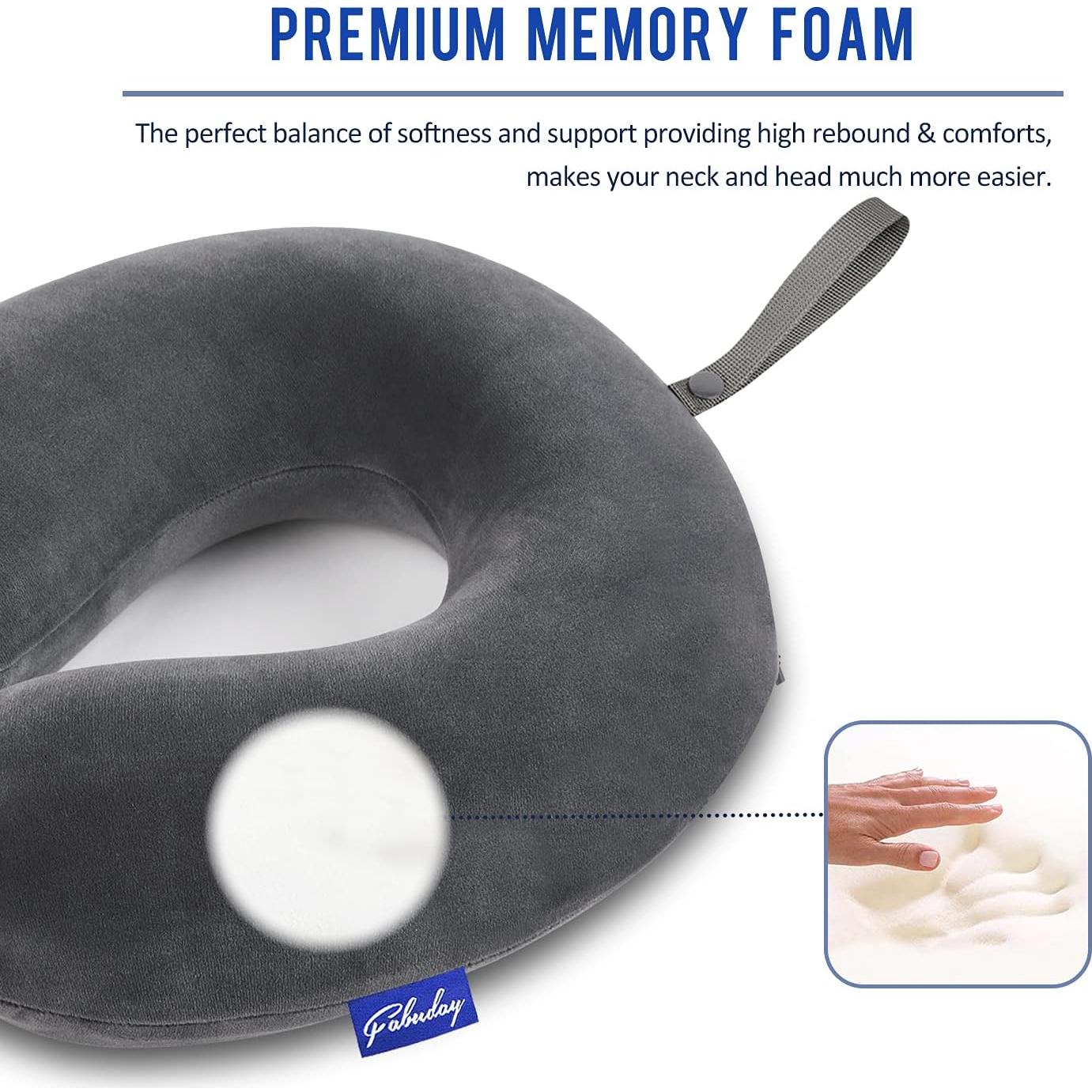 Almohada de Viaje Fabuday Espuma Viscoelástica Gris Oscuro