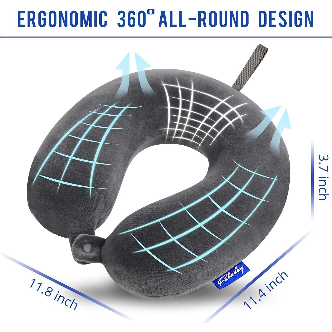 Almohada de Viaje Fabuday Espuma Viscoelástica Gris Oscuro