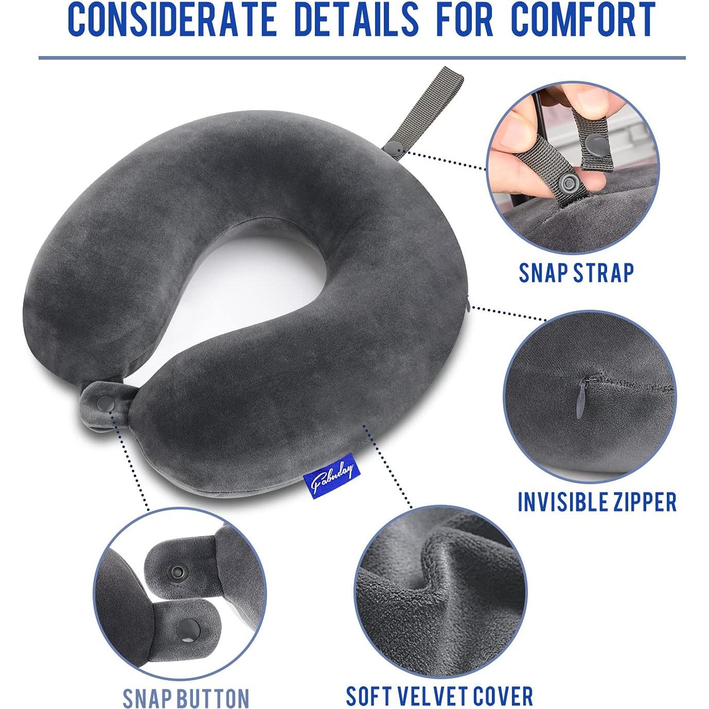 Almohada de Viaje Fabuday Espuma Viscoelástica Gris Oscuro