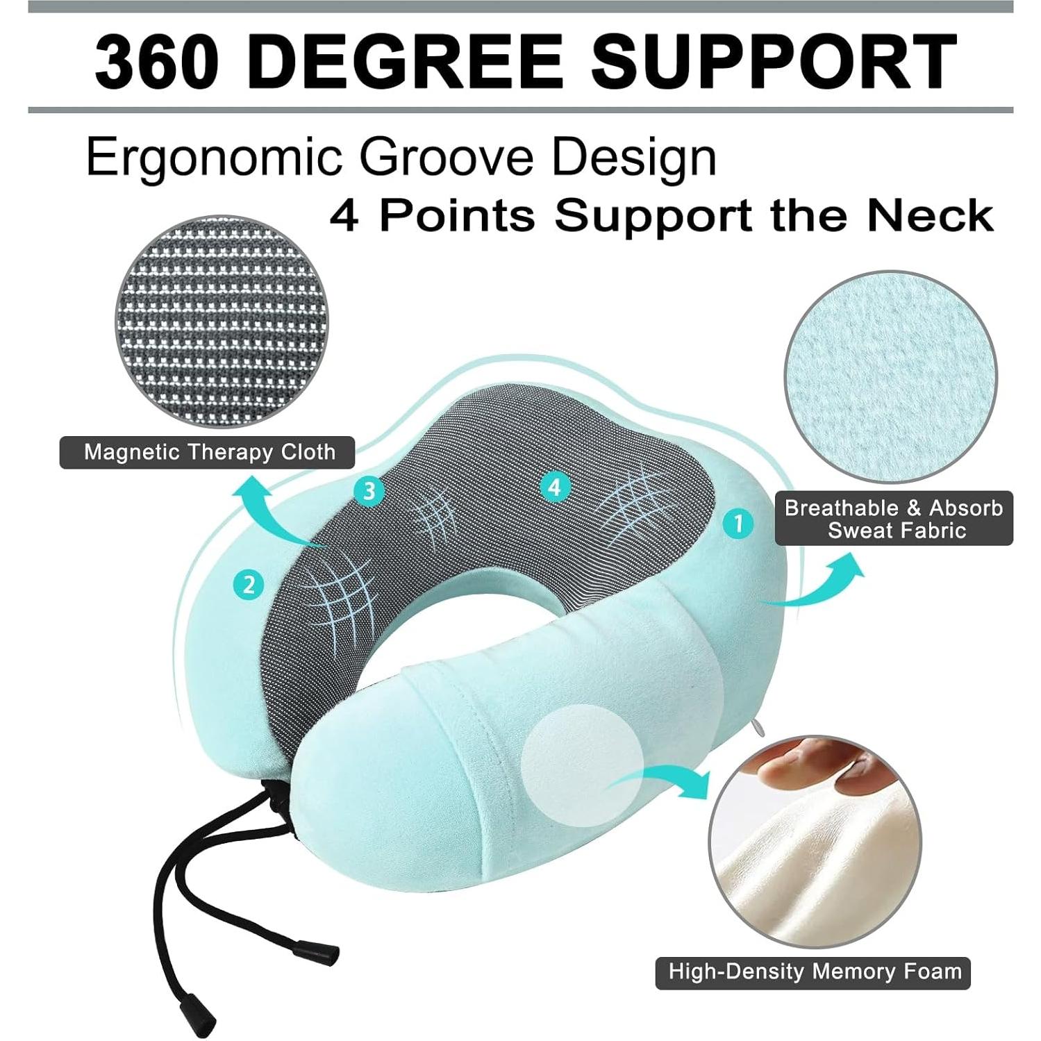 Juego de Almohada y Manta de Viaje Urnexttour Azul Verde