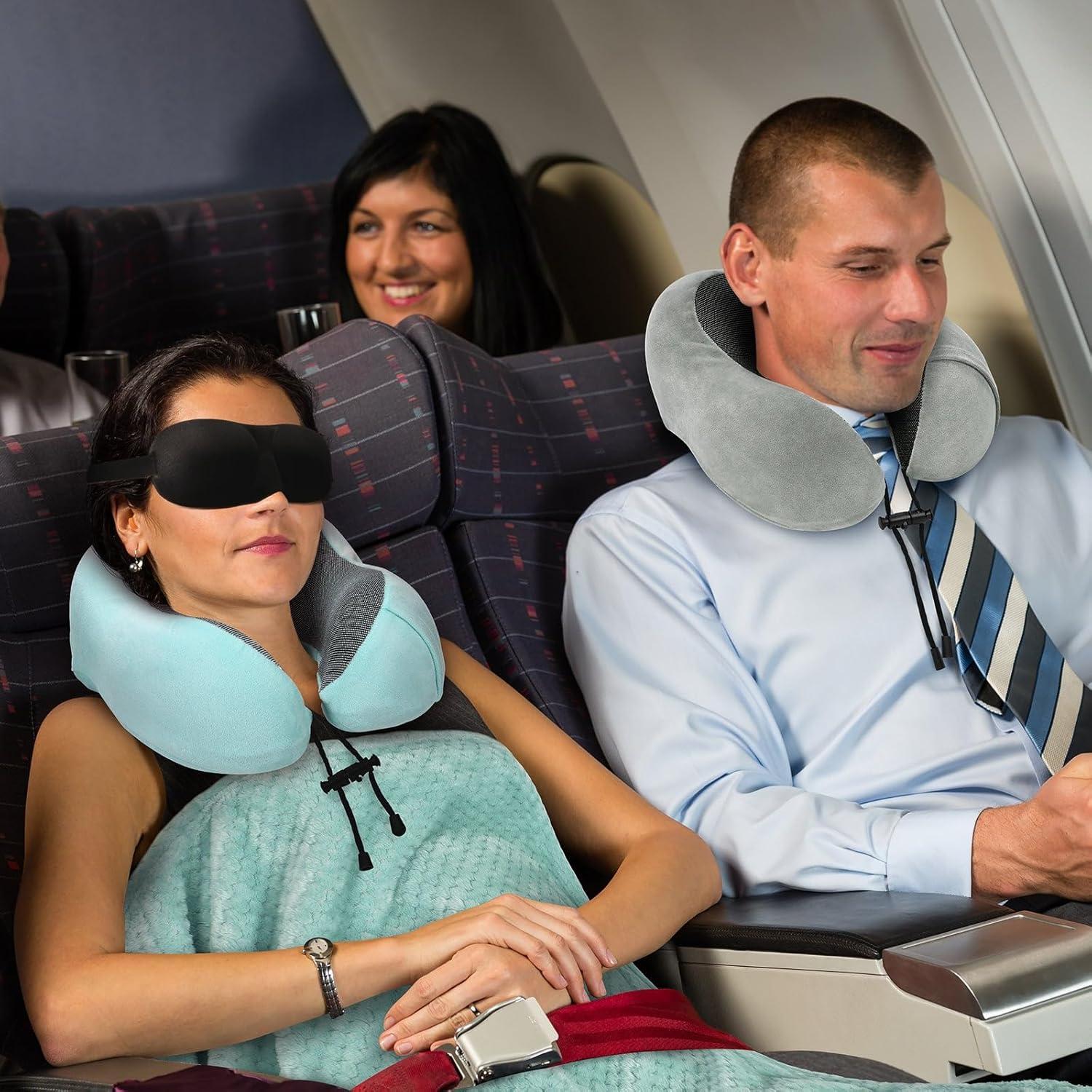 Juego de Almohada y Manta de Viaje Urnexttour Azul Verde