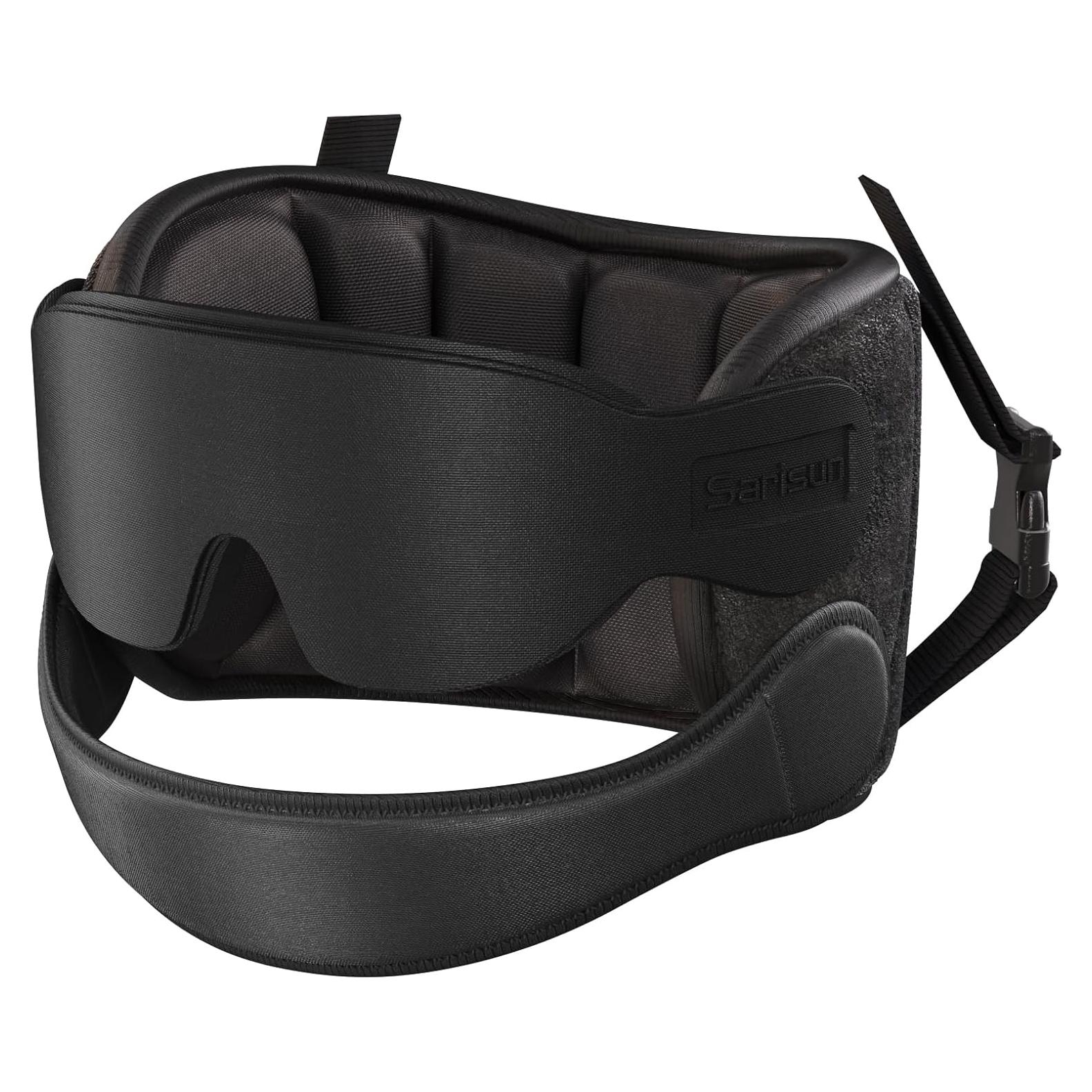 Almohada de Viaje SARISUN con Correa y Máscara 3D Negra