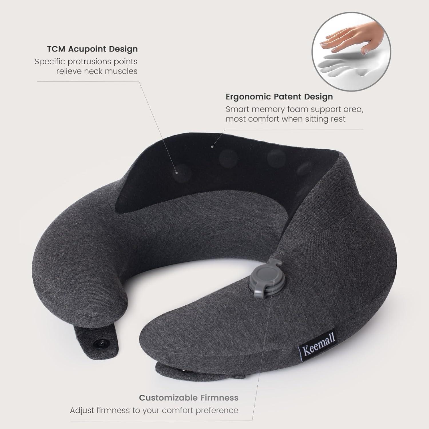 Almohada de Viaje Inflable Keemall con Soporte Cuello 30x29cm