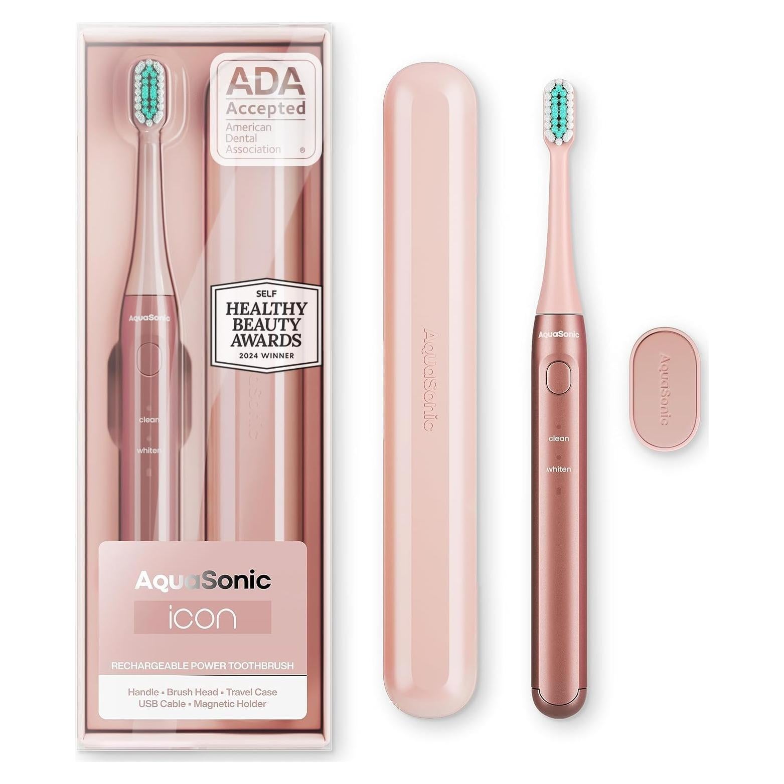 Cepillo de dientes eléctrico Aquasonic Icon Blush 2 modos