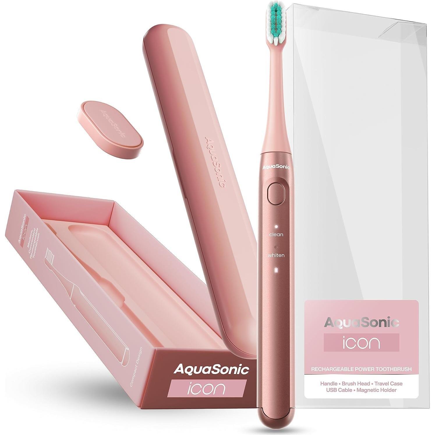 Cepillo de dientes eléctrico Aquasonic Icon Blush 2 modos