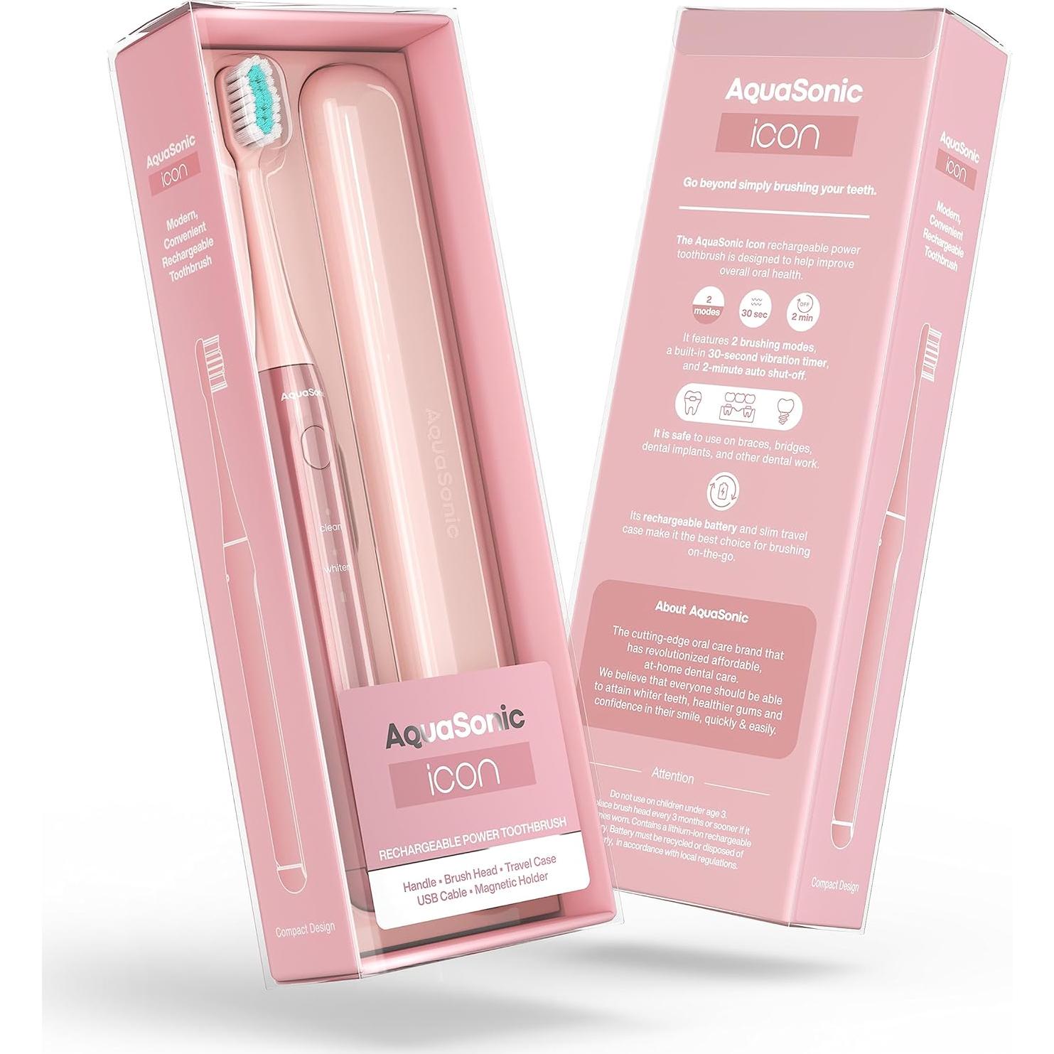 Cepillo de dientes eléctrico Aquasonic Icon Blush 2 modos