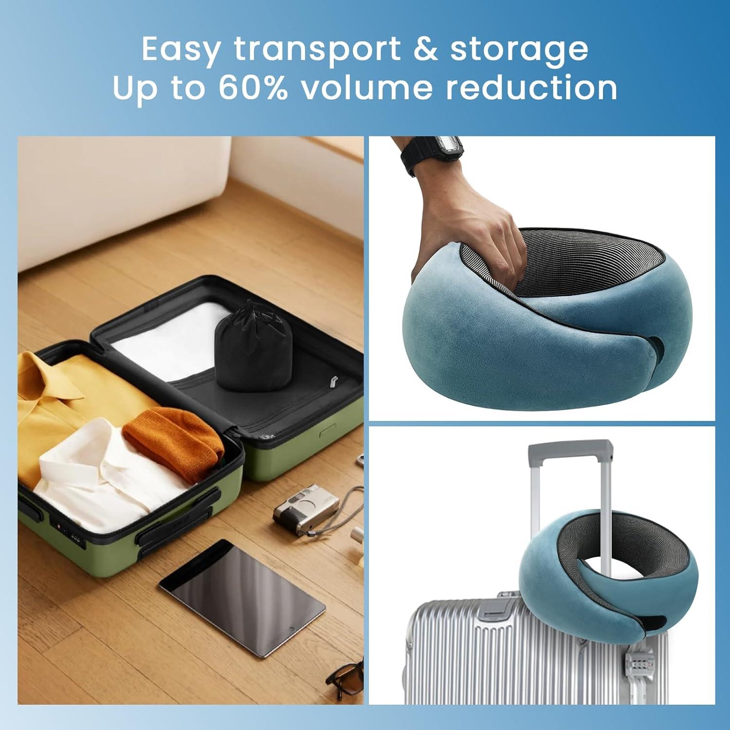 Almohada de Viaje Ajustable Genérico Espuma Memoria Azul