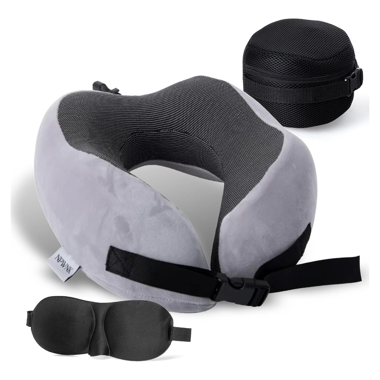 Almohada de Viaje Ergonómica NPWNK con Bolsa y Máscara 3D