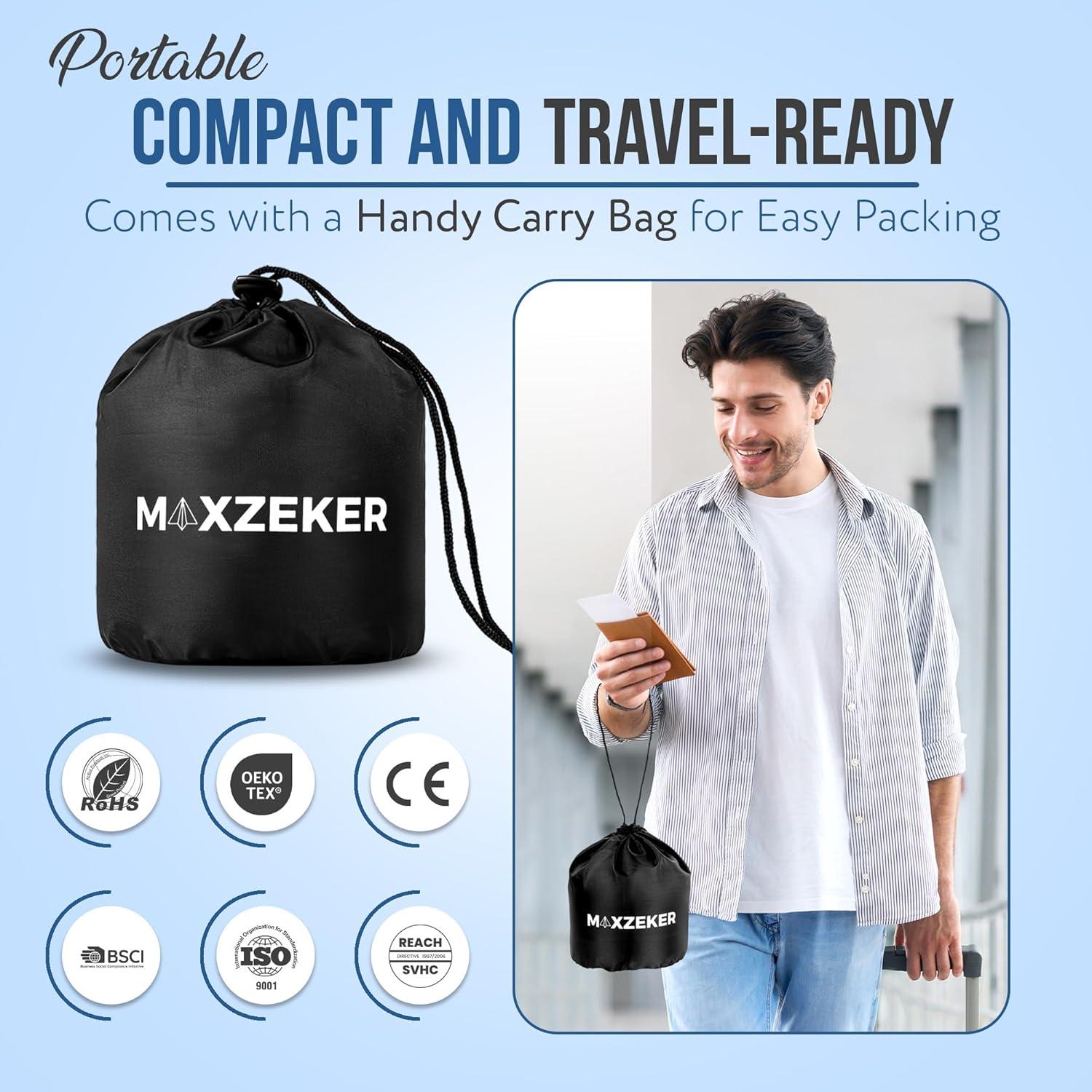 Almohada de viaje Maxzeker - Espuma viscoelástica, gris