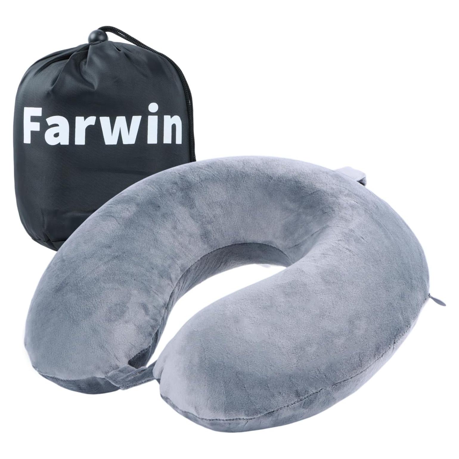 Almohada de Viaje Far win Espuma de Memoria Gris 30x30 cm