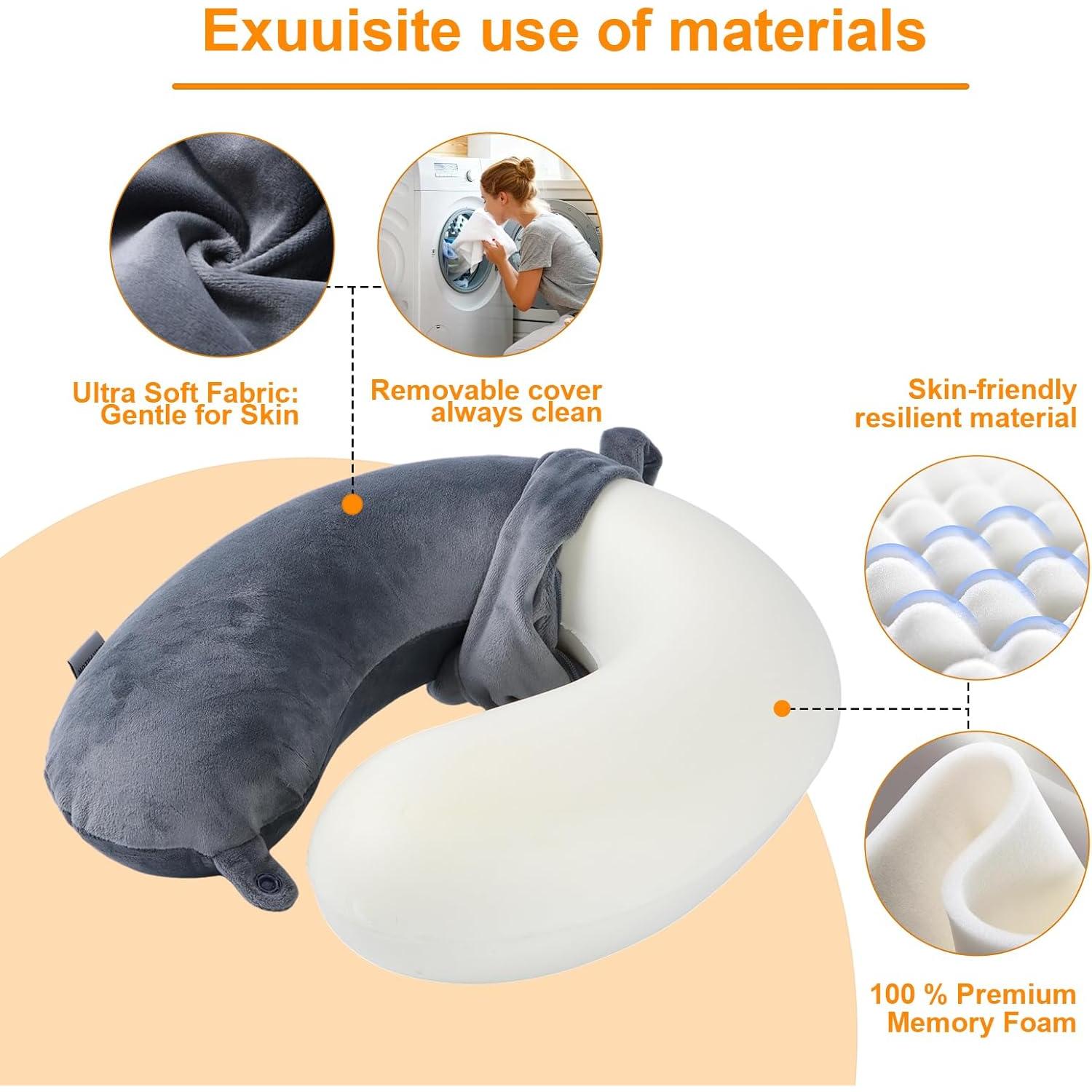 Almohada de Viaje Far win Espuma de Memoria Gris 30x30 cm