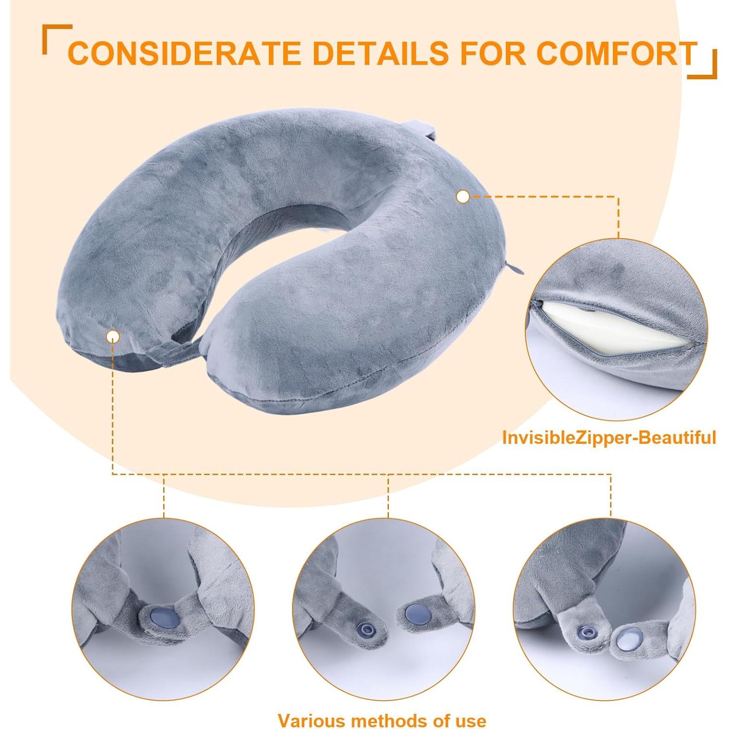 Almohada de Viaje Far win Espuma de Memoria Gris 30x30 cm